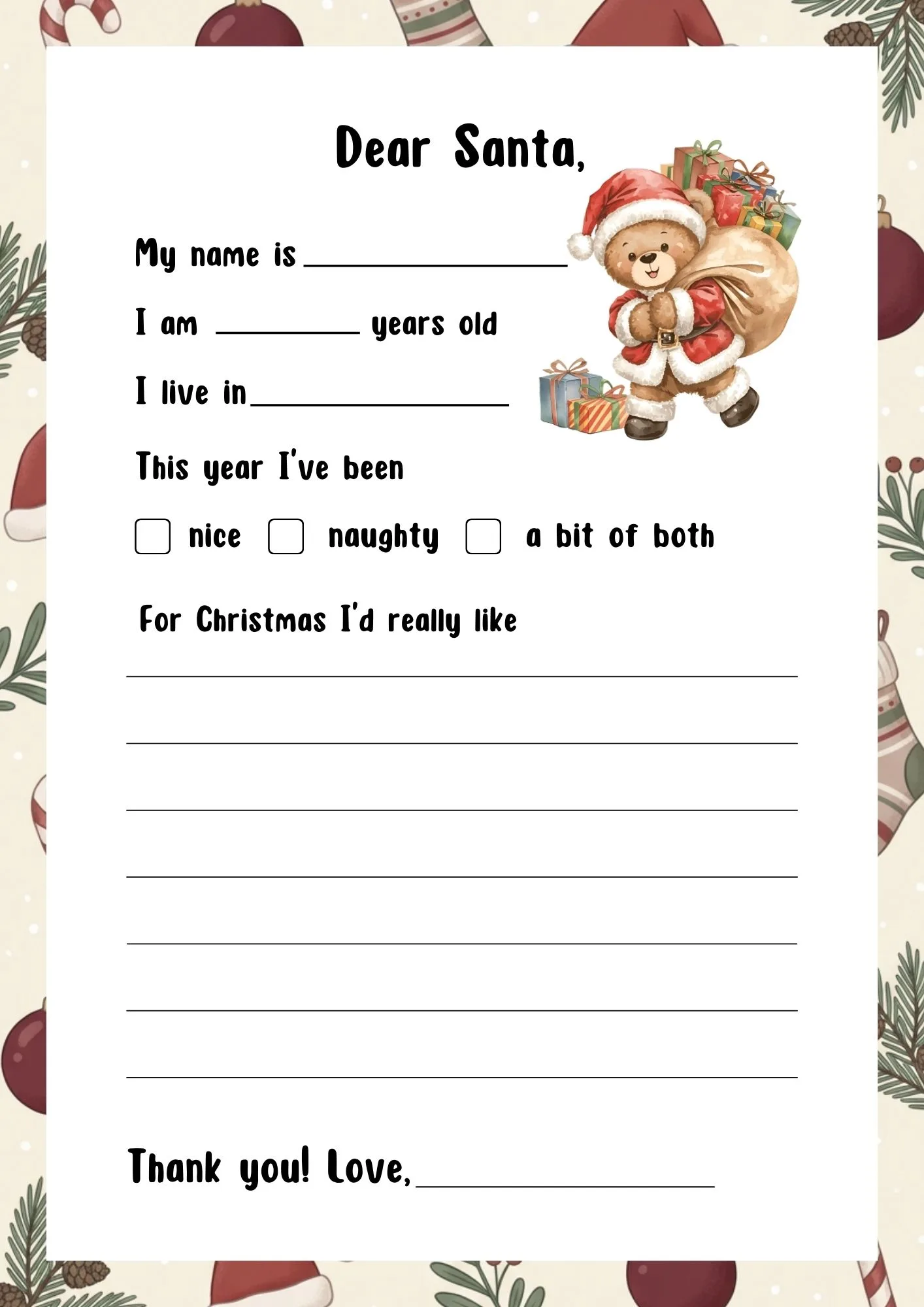 Letter to Santa Templates 4