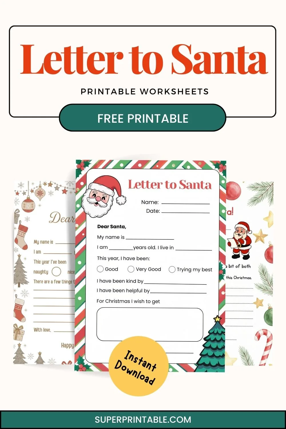 Letter to Santa Templates Pinterest Image