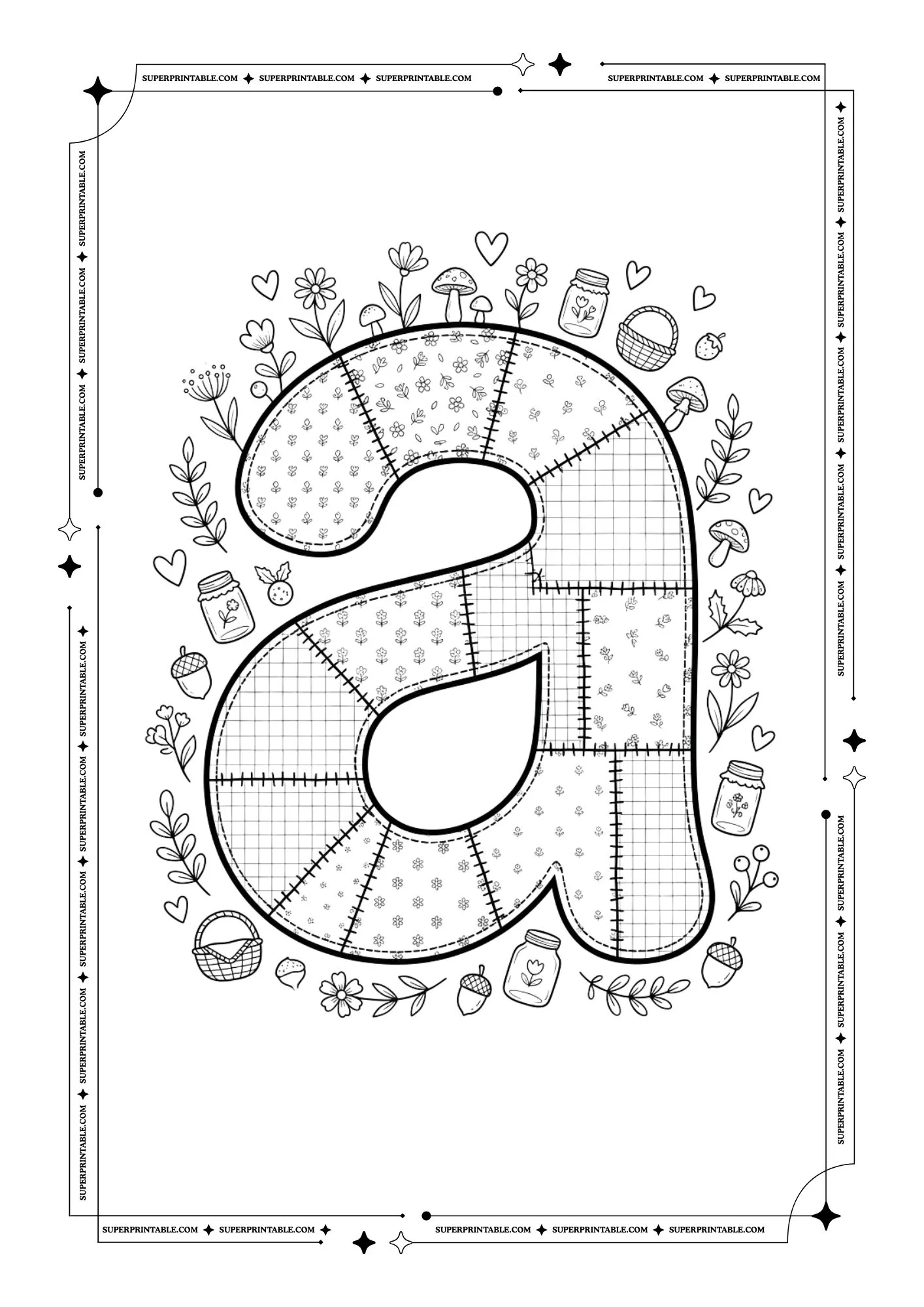 Little Stiches Lowercase Alphabet Coloring Pages 1
