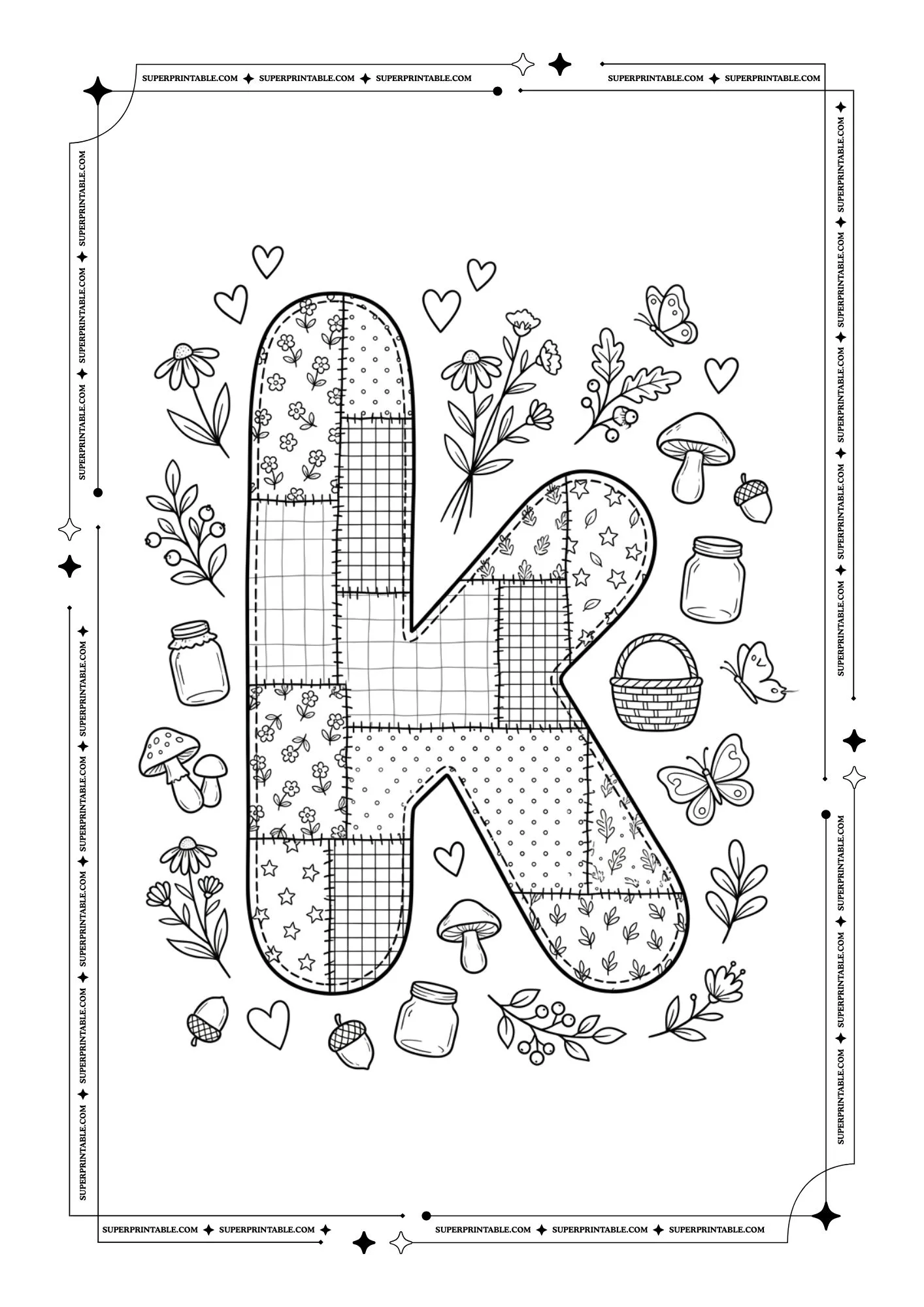 Little Stiches Lowercase Alphabet Coloring Pages 11