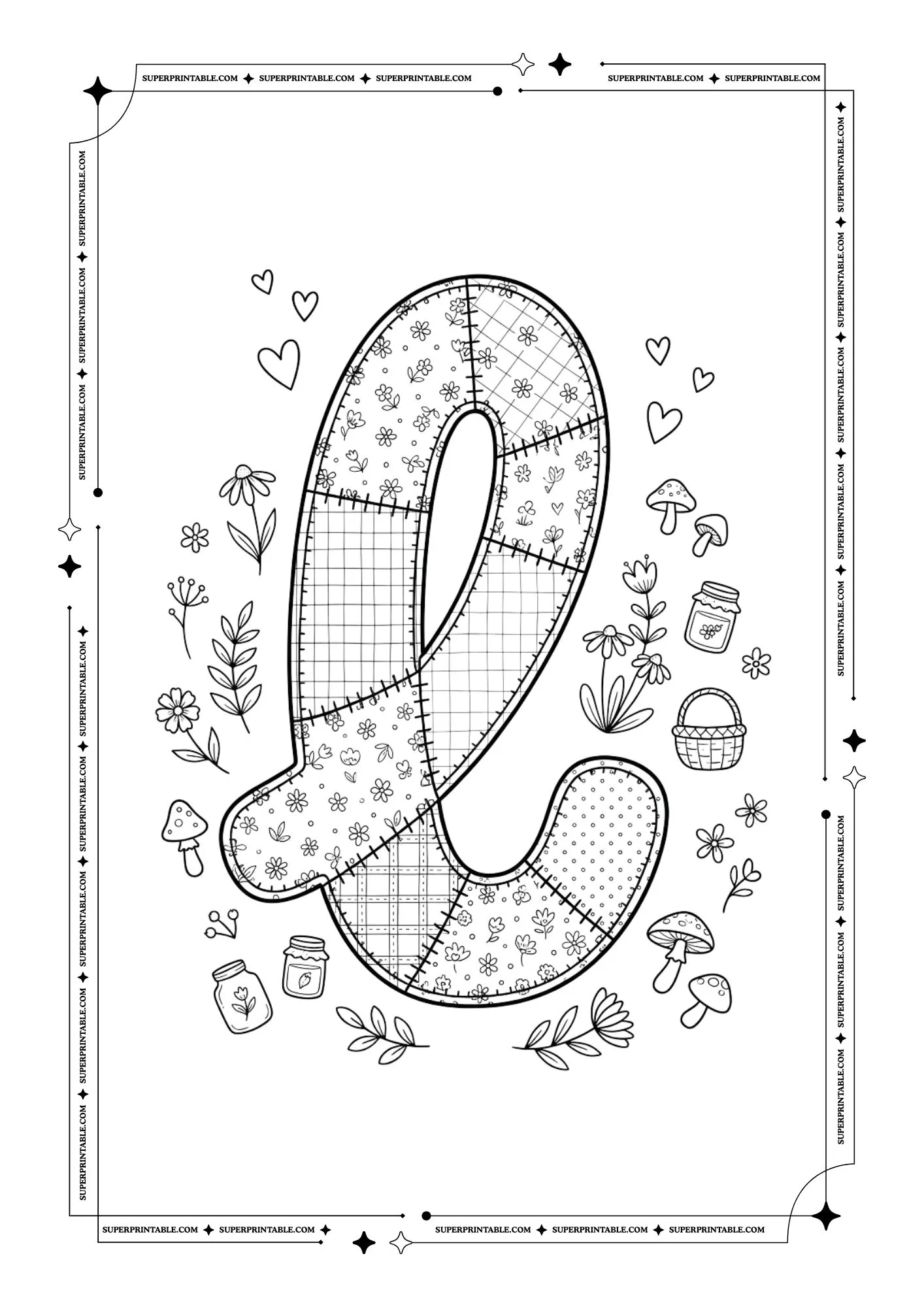 Little Stiches Lowercase Alphabet Coloring Pages 12