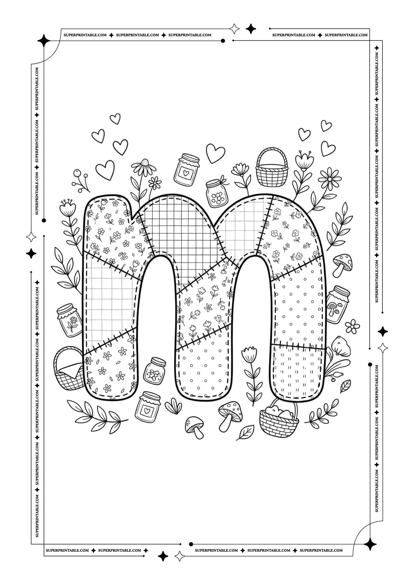 Little Stiches Lowercase Alphabet Coloring Pages 13