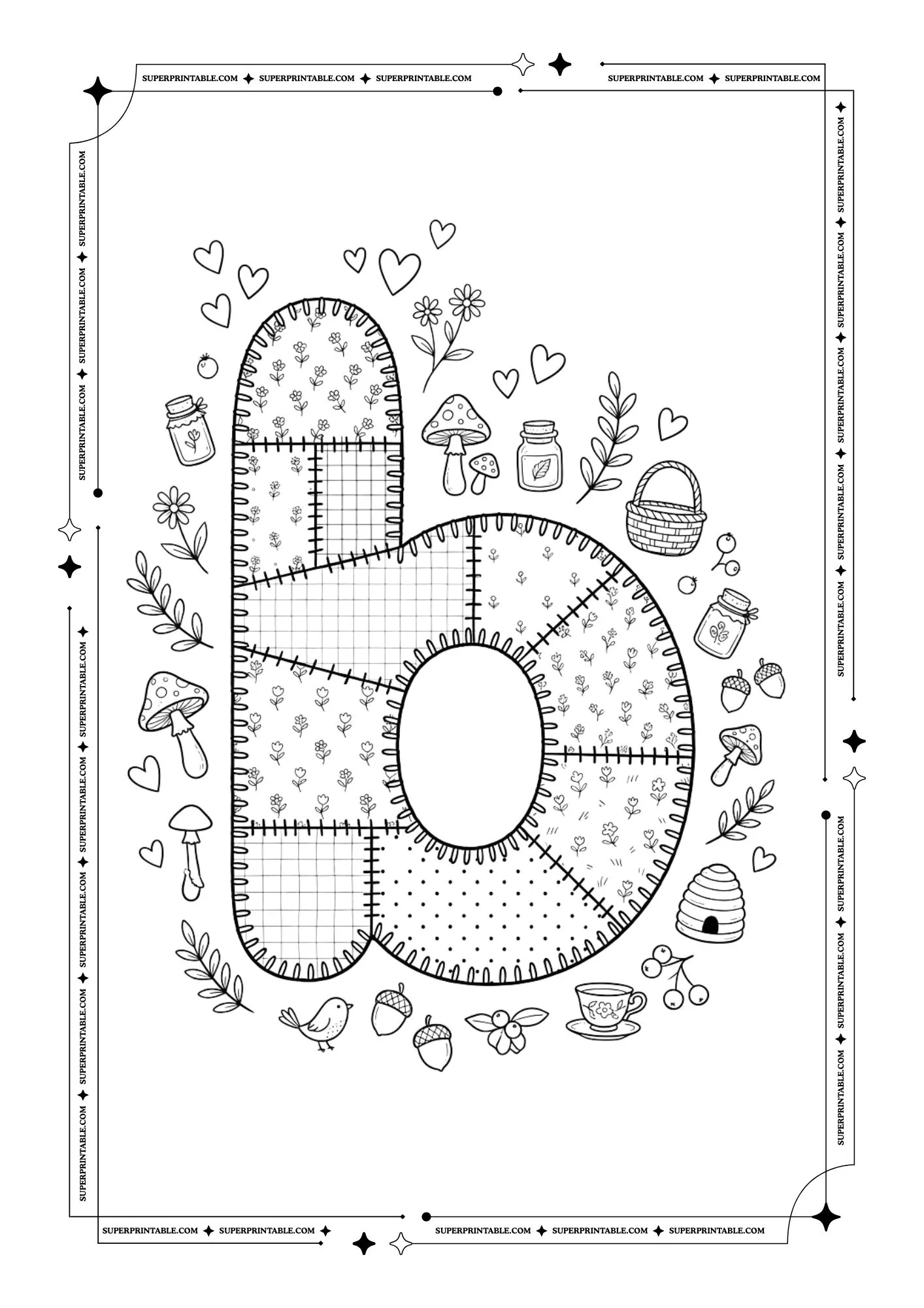 Little Stiches Lowercase Alphabet Coloring Pages 2