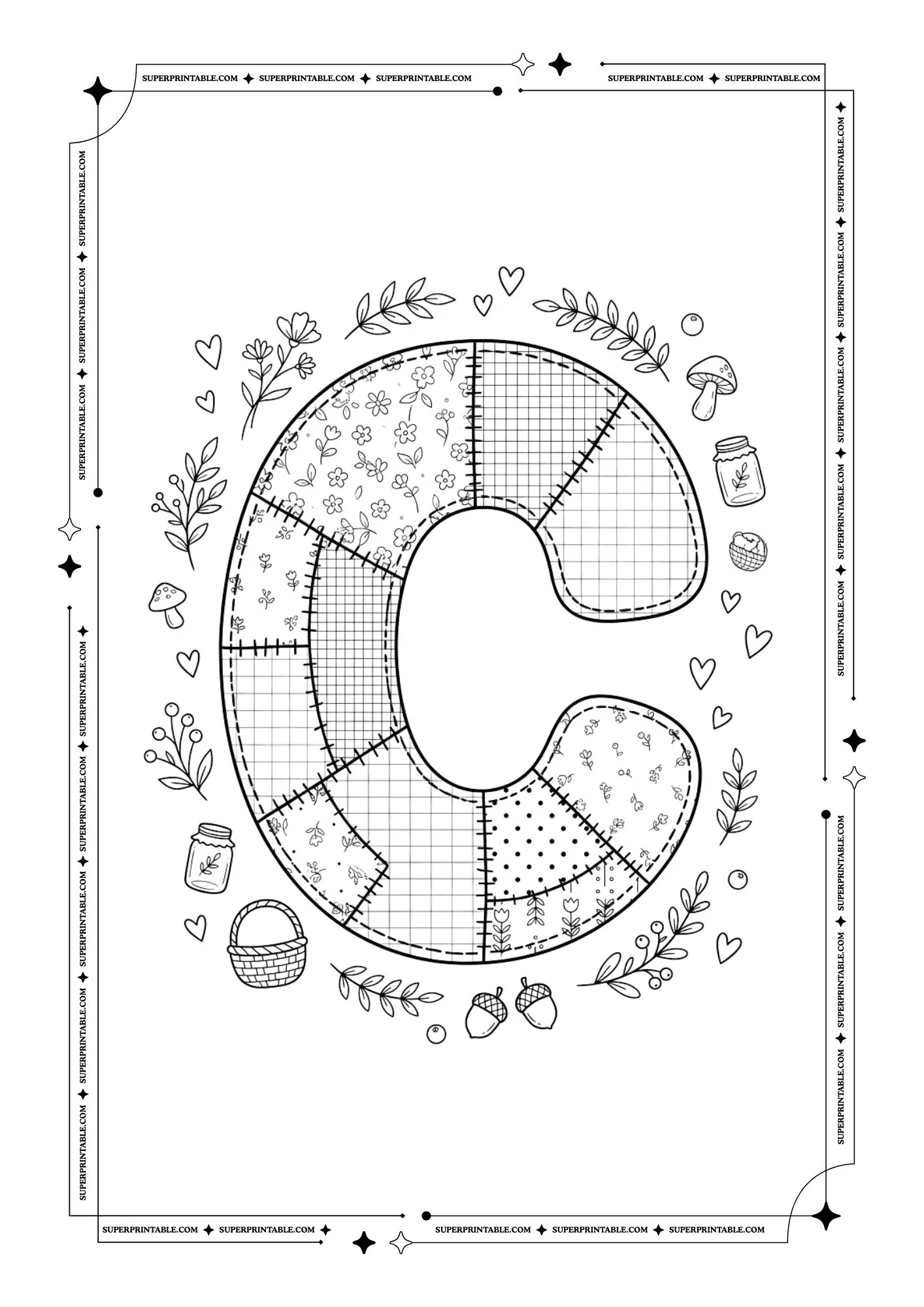 Little Stiches Lowercase Alphabet Coloring Pages 3