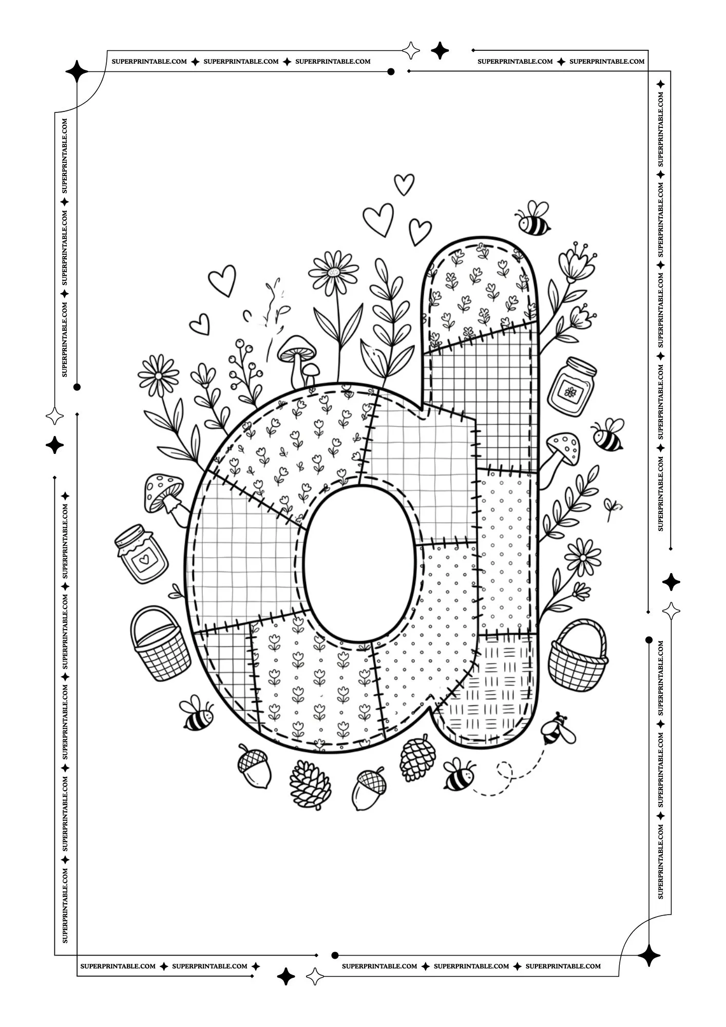Little Stiches Lowercase Alphabet Coloring Pages 4