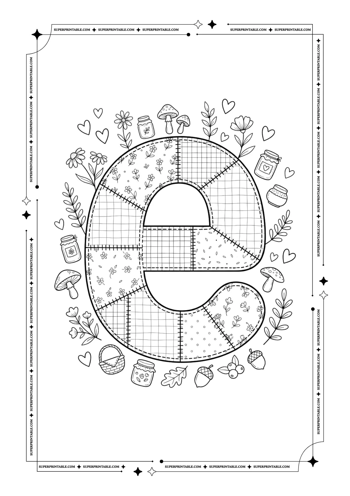 Little Stiches Lowercase Alphabet Coloring Pages 5