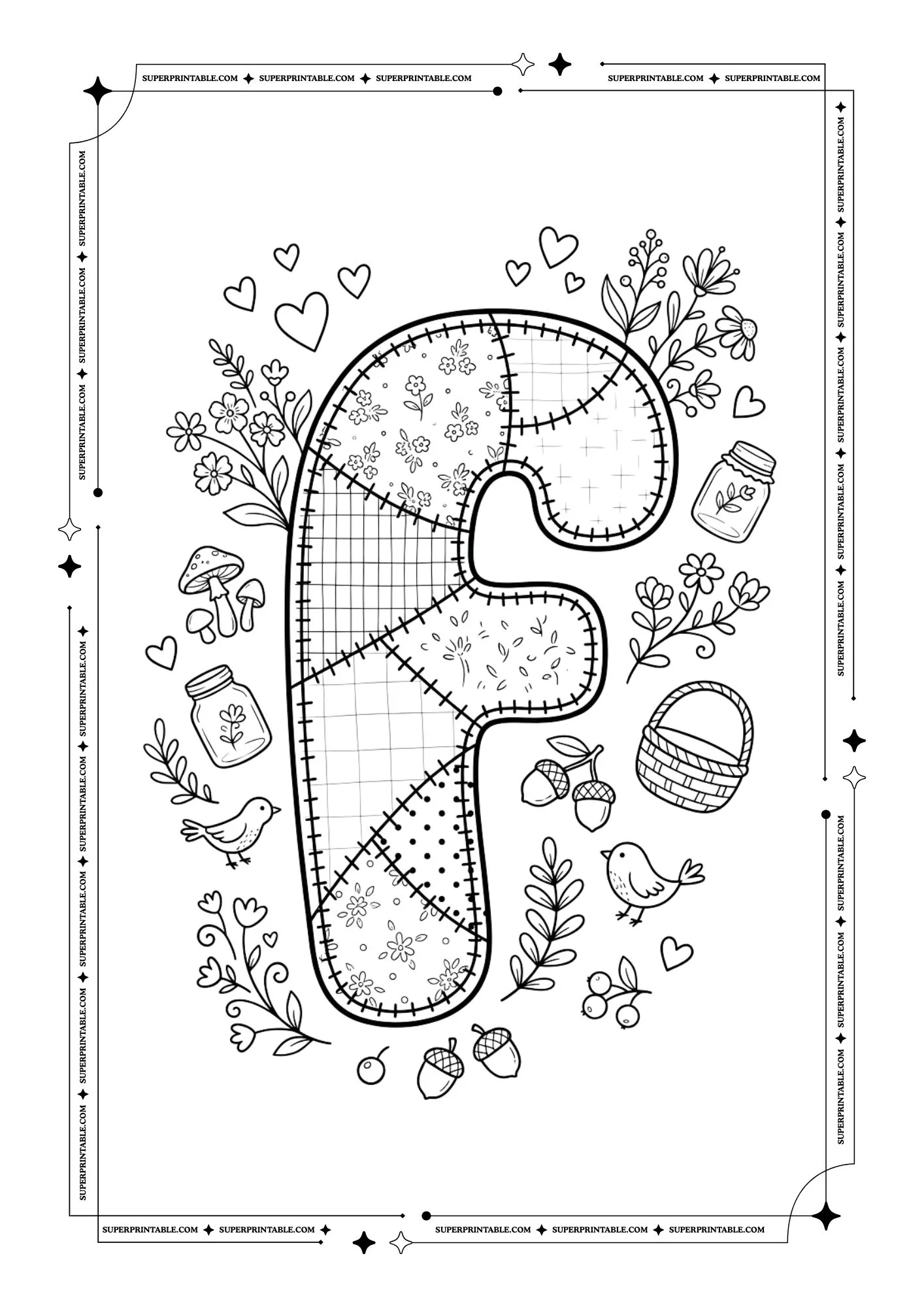 Little Stiches Lowercase Alphabet Coloring Pages 6