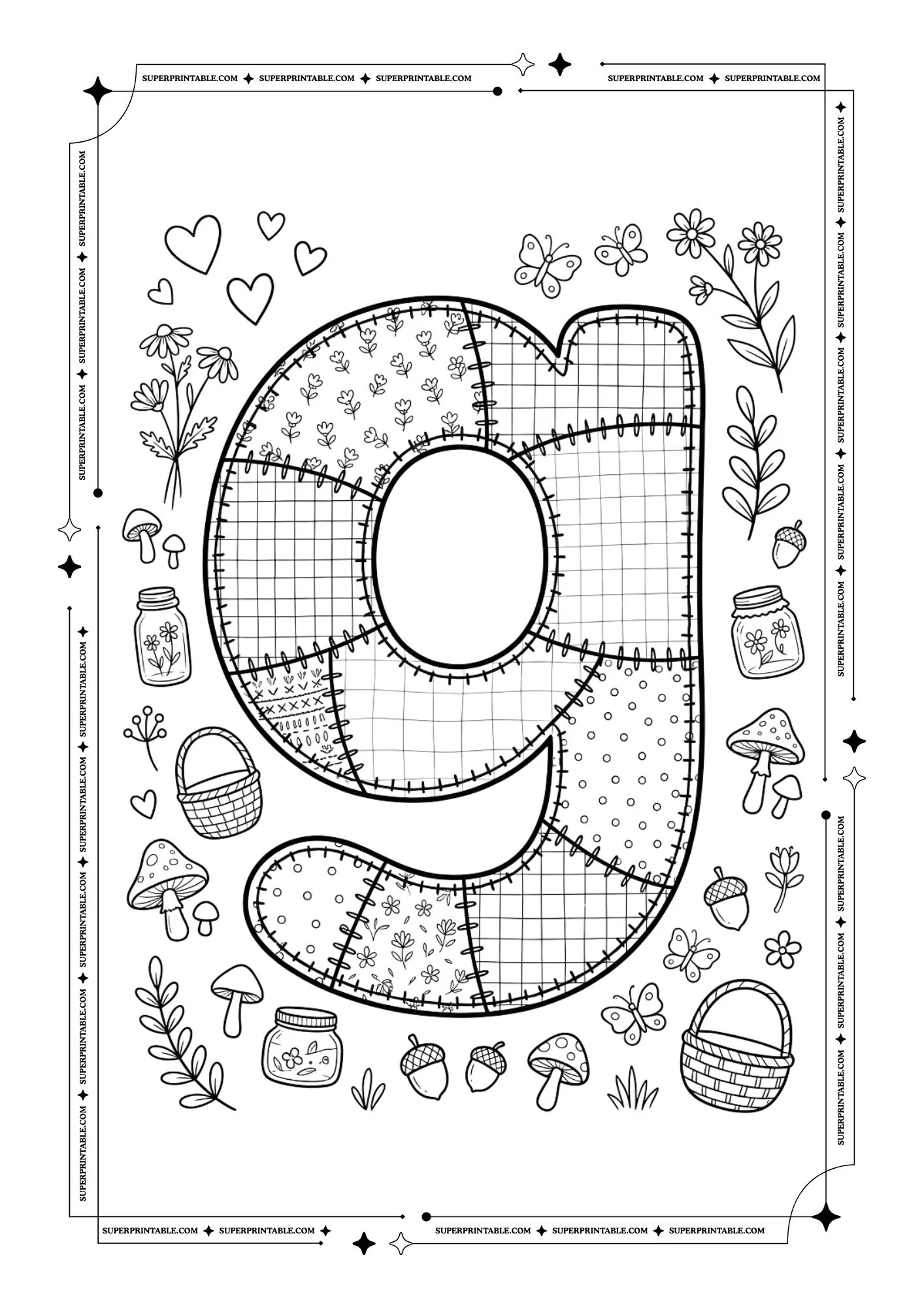 Little Stiches Lowercase Alphabet Coloring Pages 7