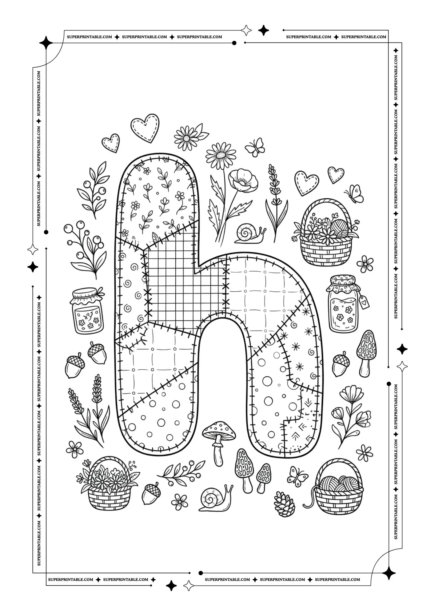Little Stiches Lowercase Alphabet Coloring Pages 8