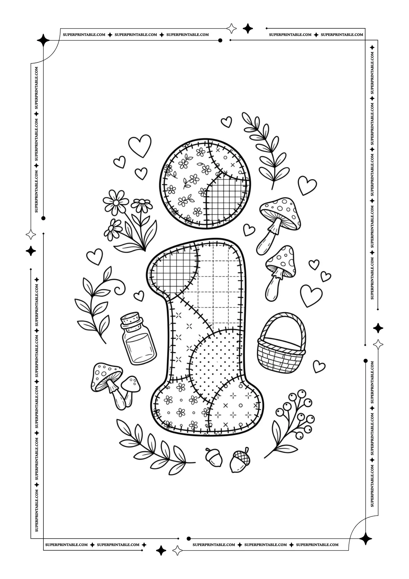 Little Stiches Lowercase Alphabet Coloring Pages 9