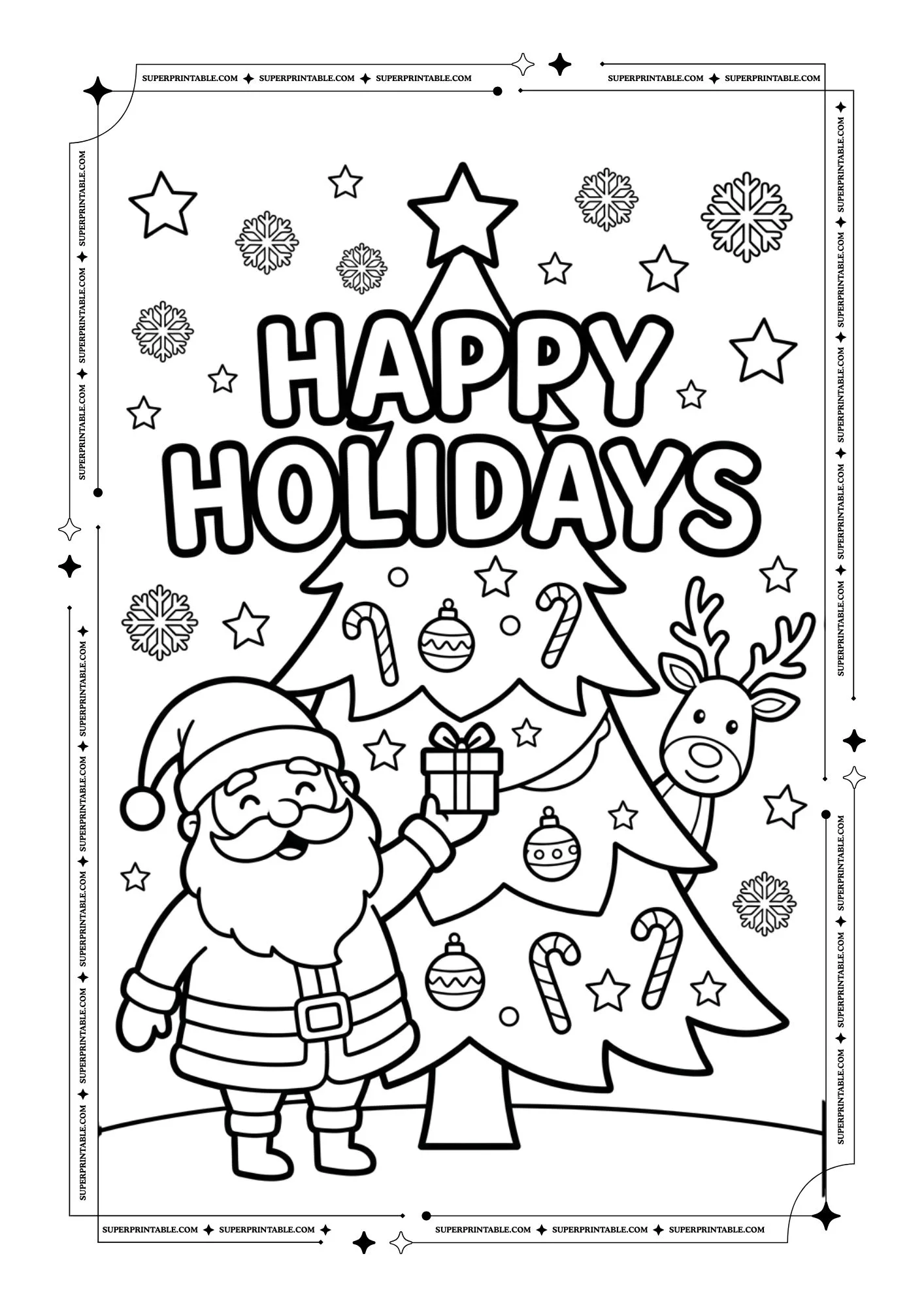 Magical Happy Holidays Word Coloring Pages 3