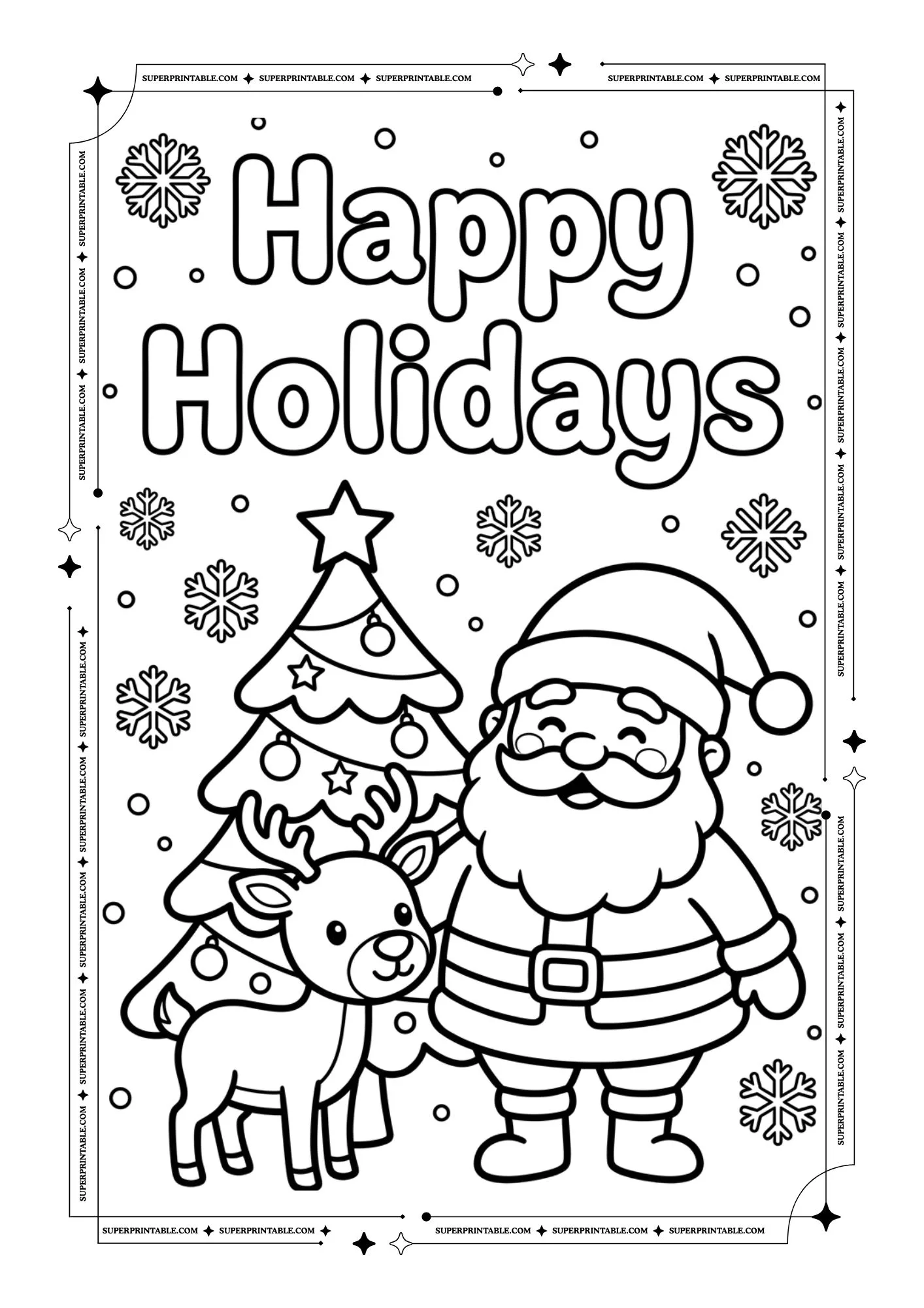 Magical Happy Holidays Word Coloring Pages 4