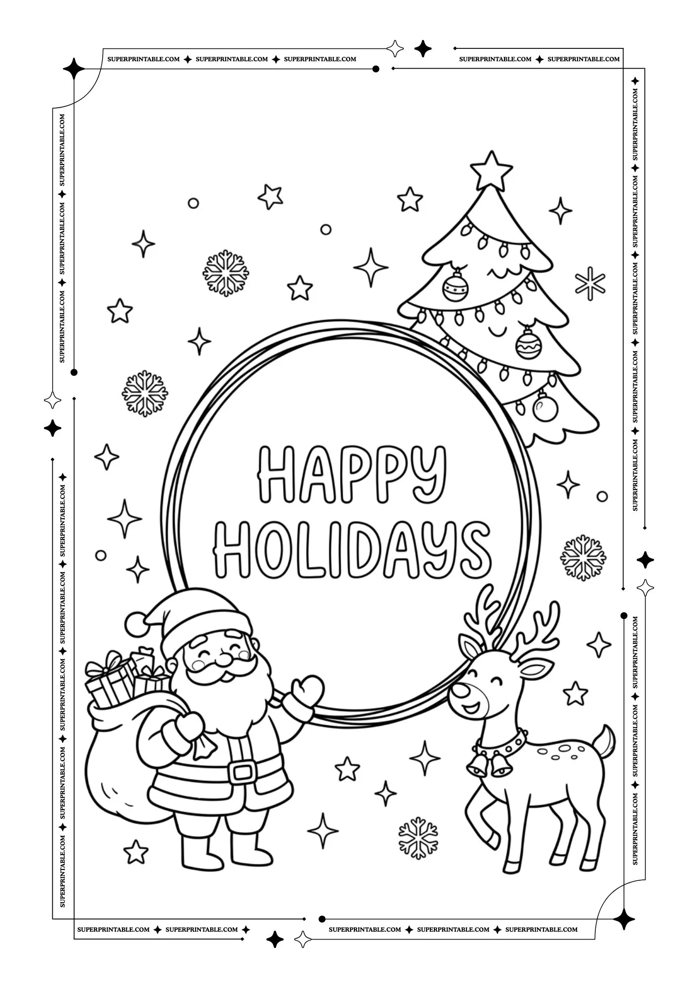 Magical Happy Holidays Word Coloring Pages 5