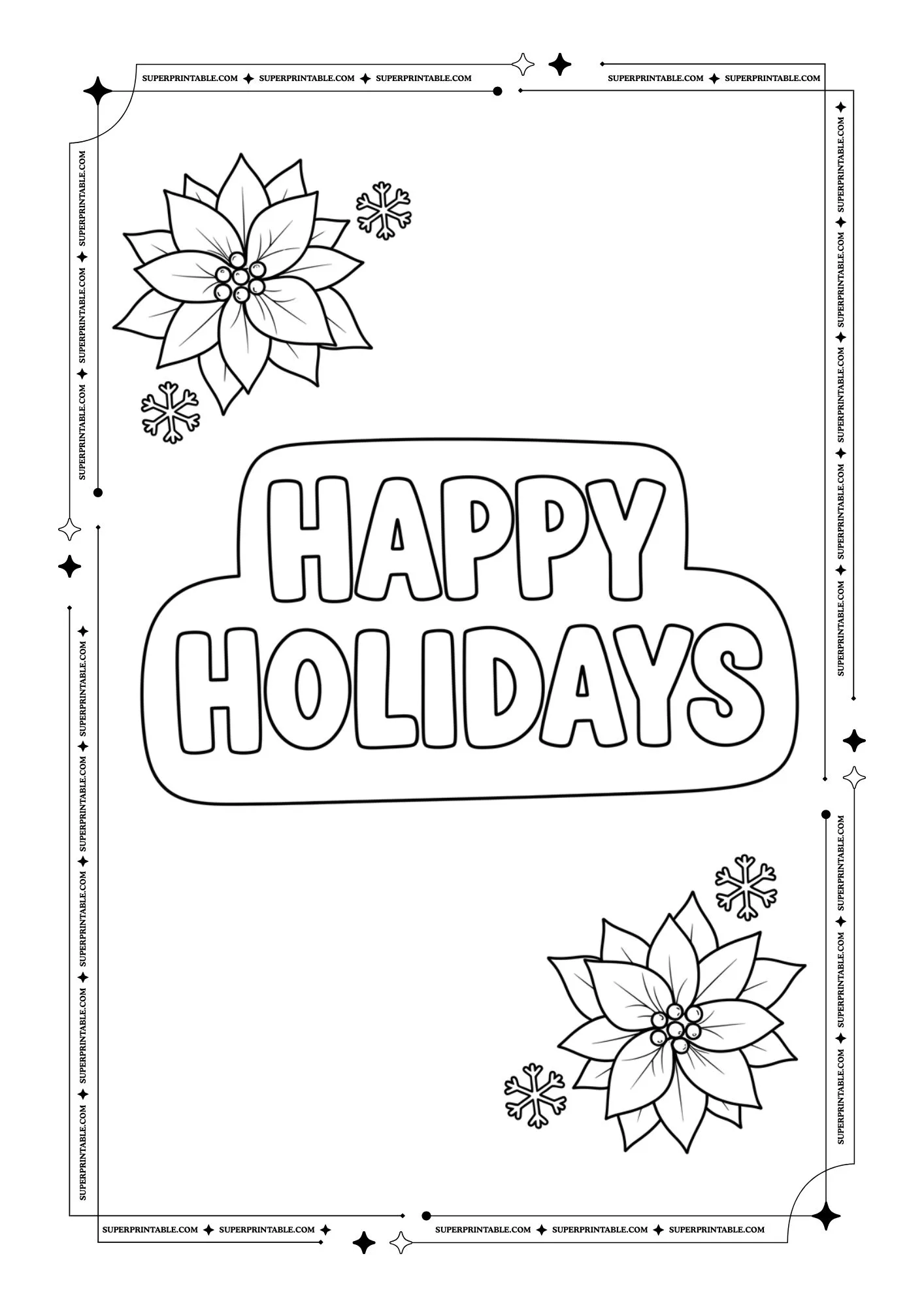 Magical Happy Holidays Word Coloring Pages 8