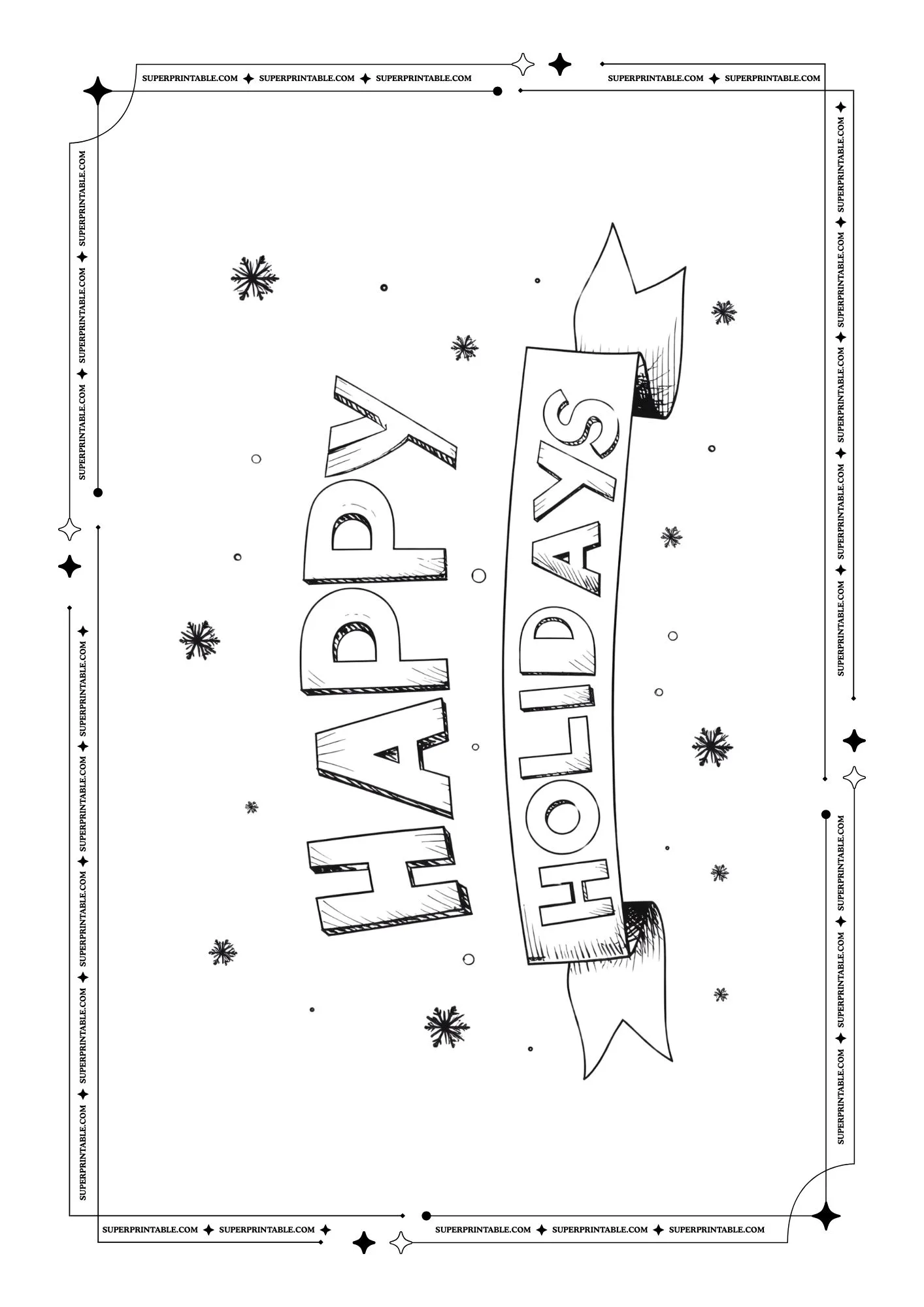 Magical Happy Holidays Word Coloring Pages 9