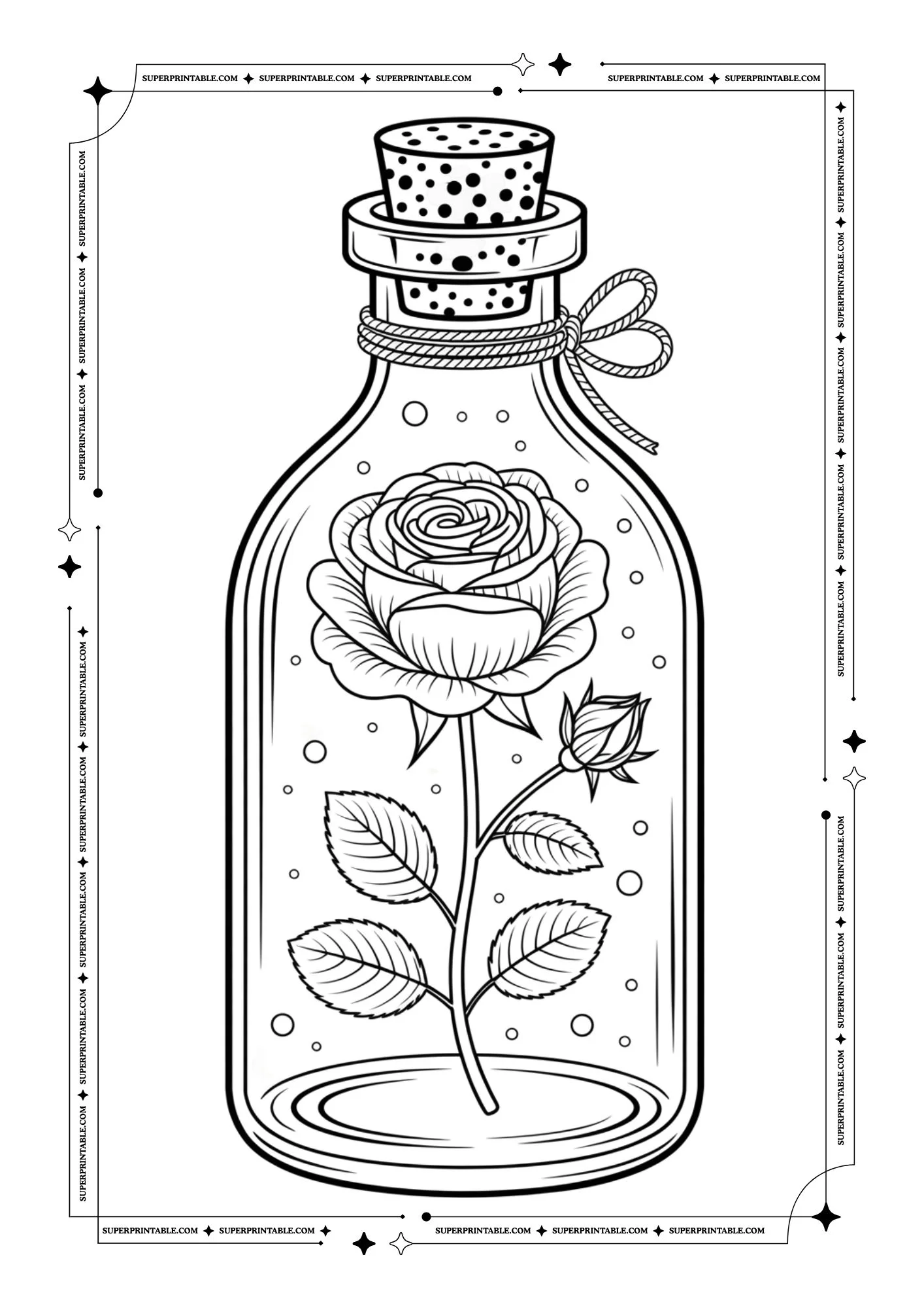 Magical Rose Jar Coloring Pages 1