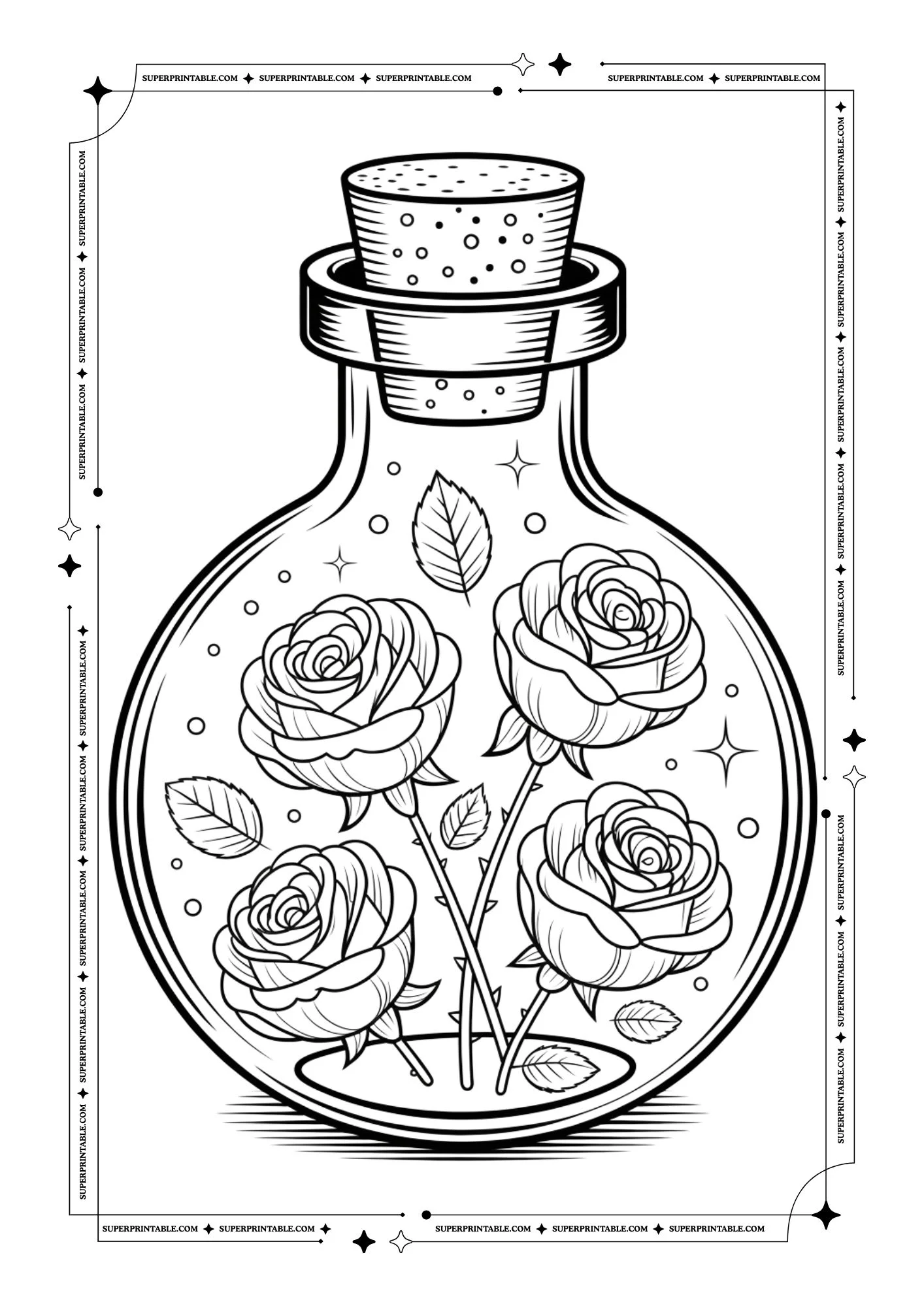 Magical Rose Jar Coloring Pages 2