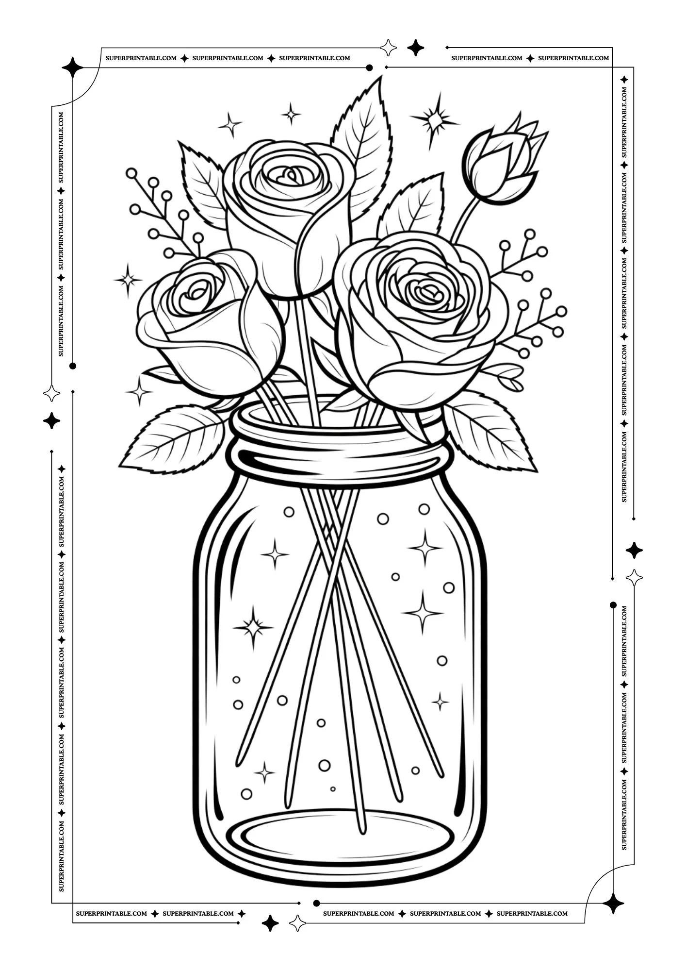 Magical Rose Jar Coloring Pages 3