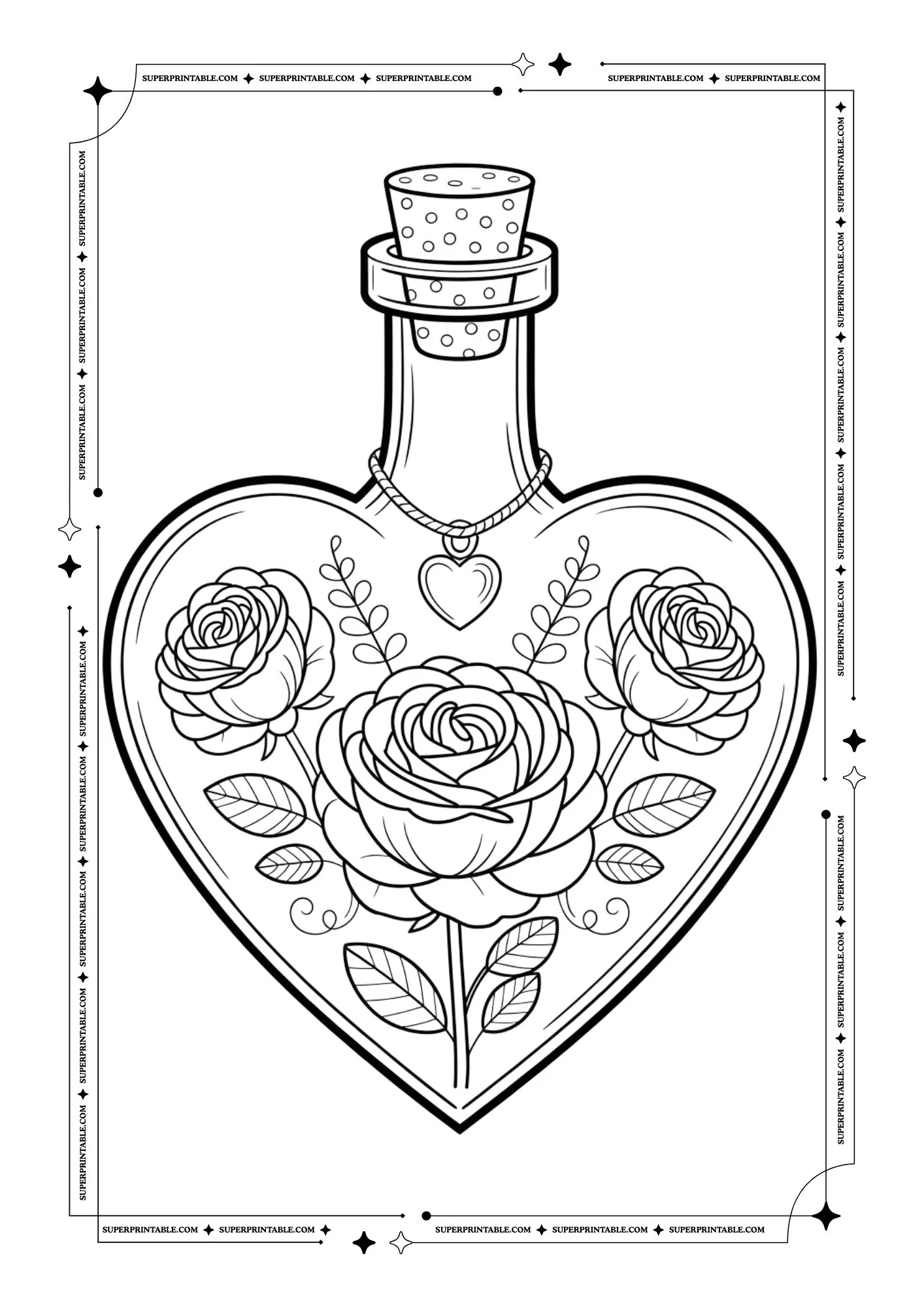 Magical Rose Jar Coloring Pages 4