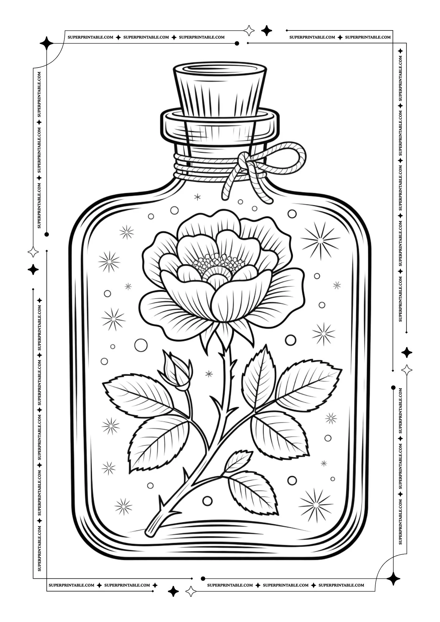 Magical Rose Jar Coloring Pages 5