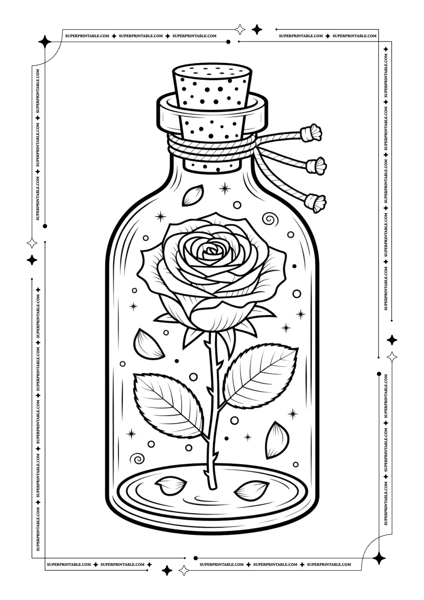 Magical Rose Jar Coloring Pages 6