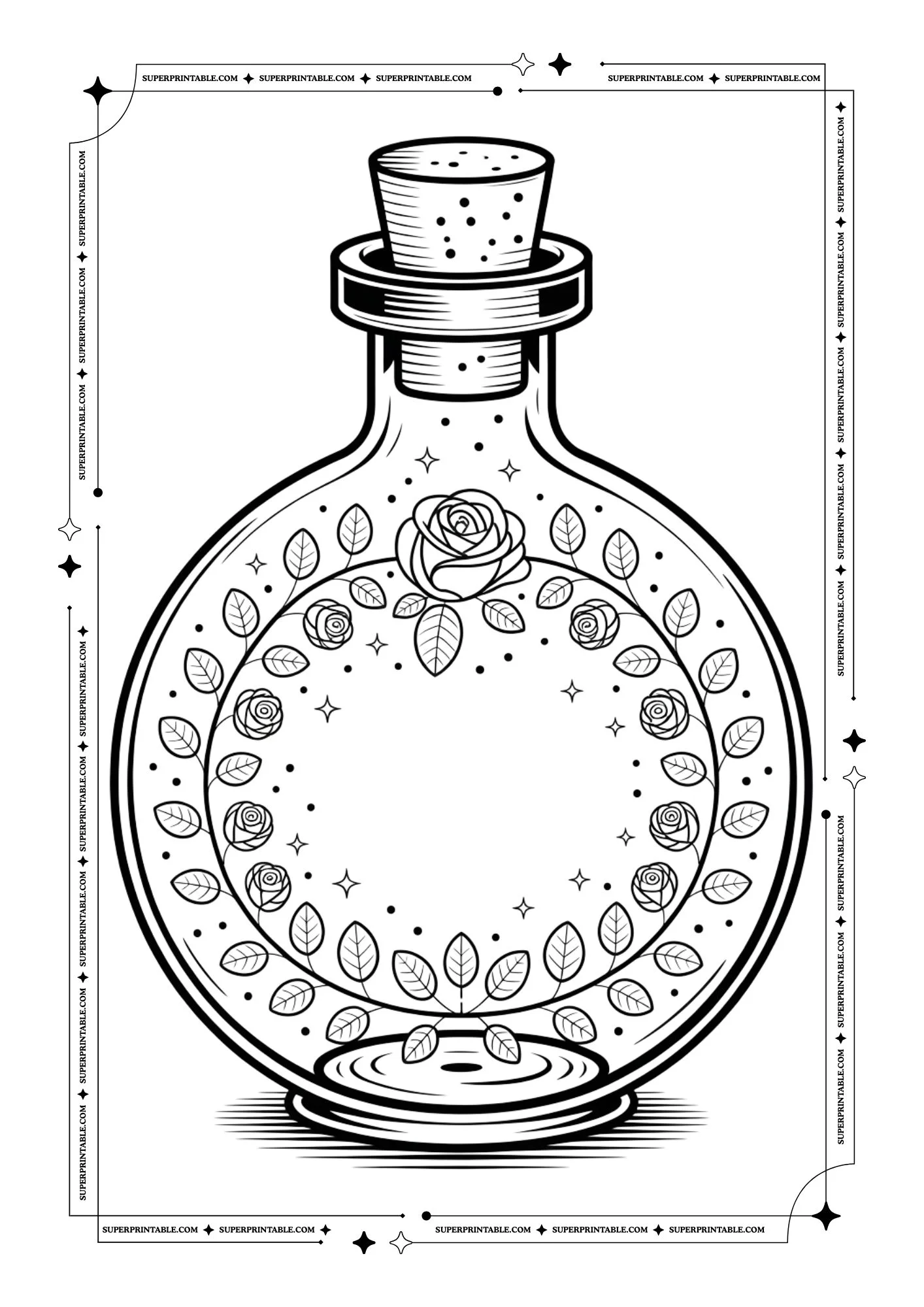 Magical Rose Jar Coloring Pages 7