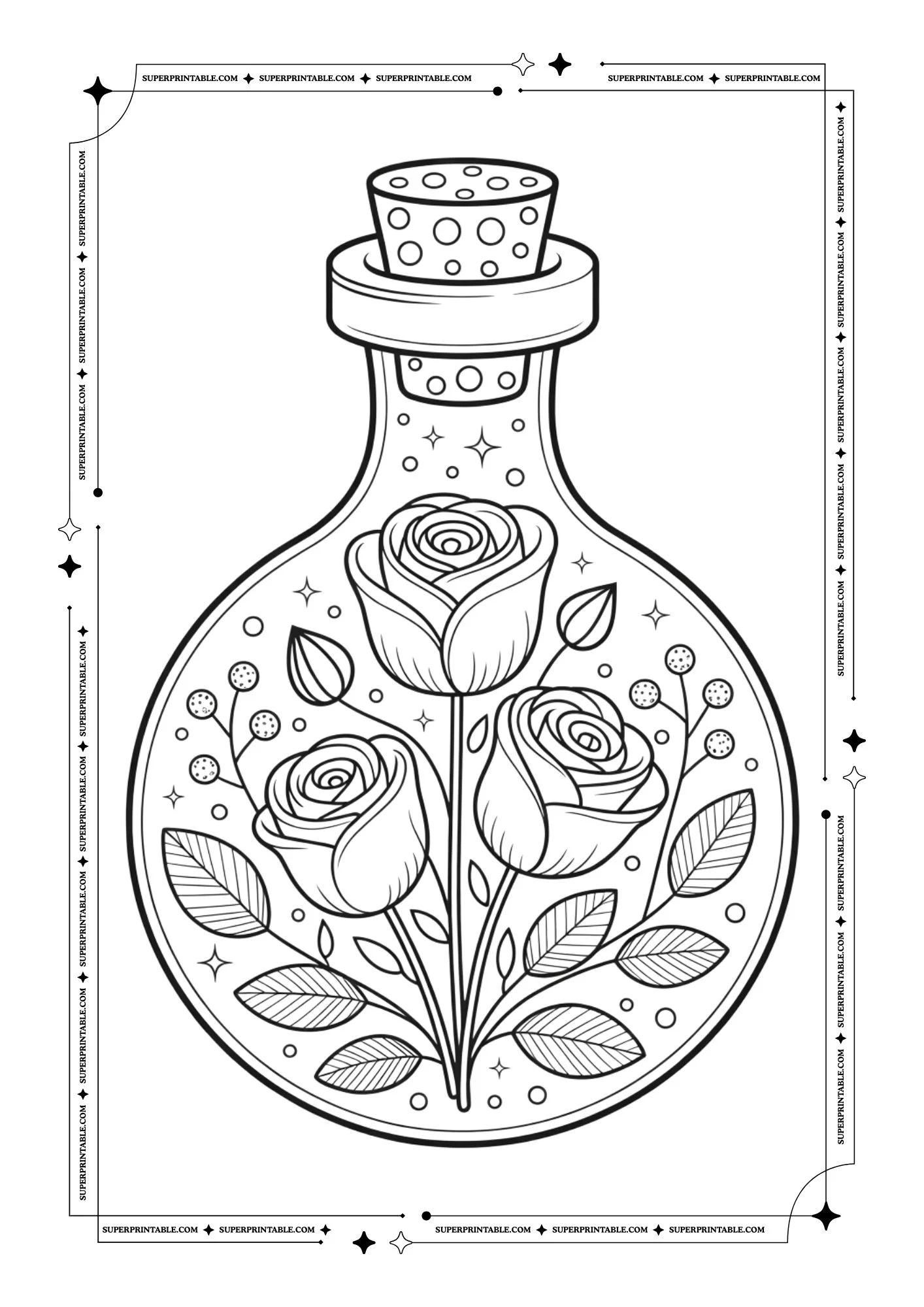 Magical Rose Jar Coloring Pages 8