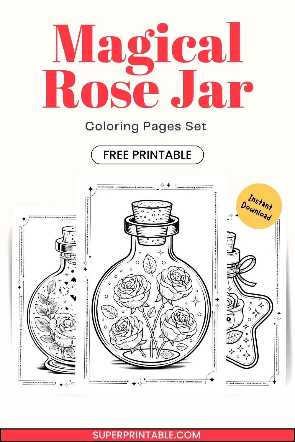 Magical Rose Jar Coloring Pages Pinterest Image