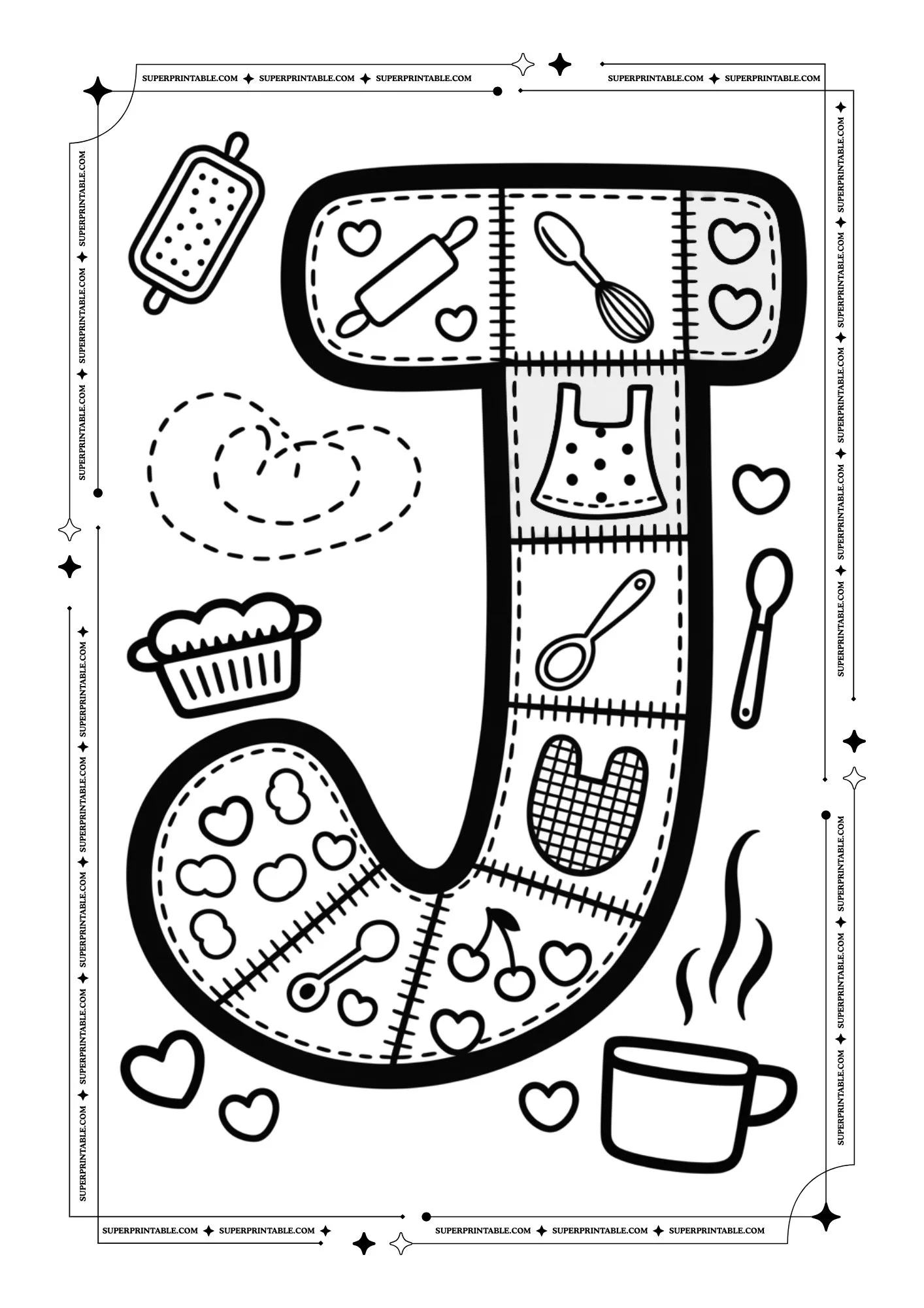 Mom’s Kitchen Patchwork Alphabet Coloring Pages 10