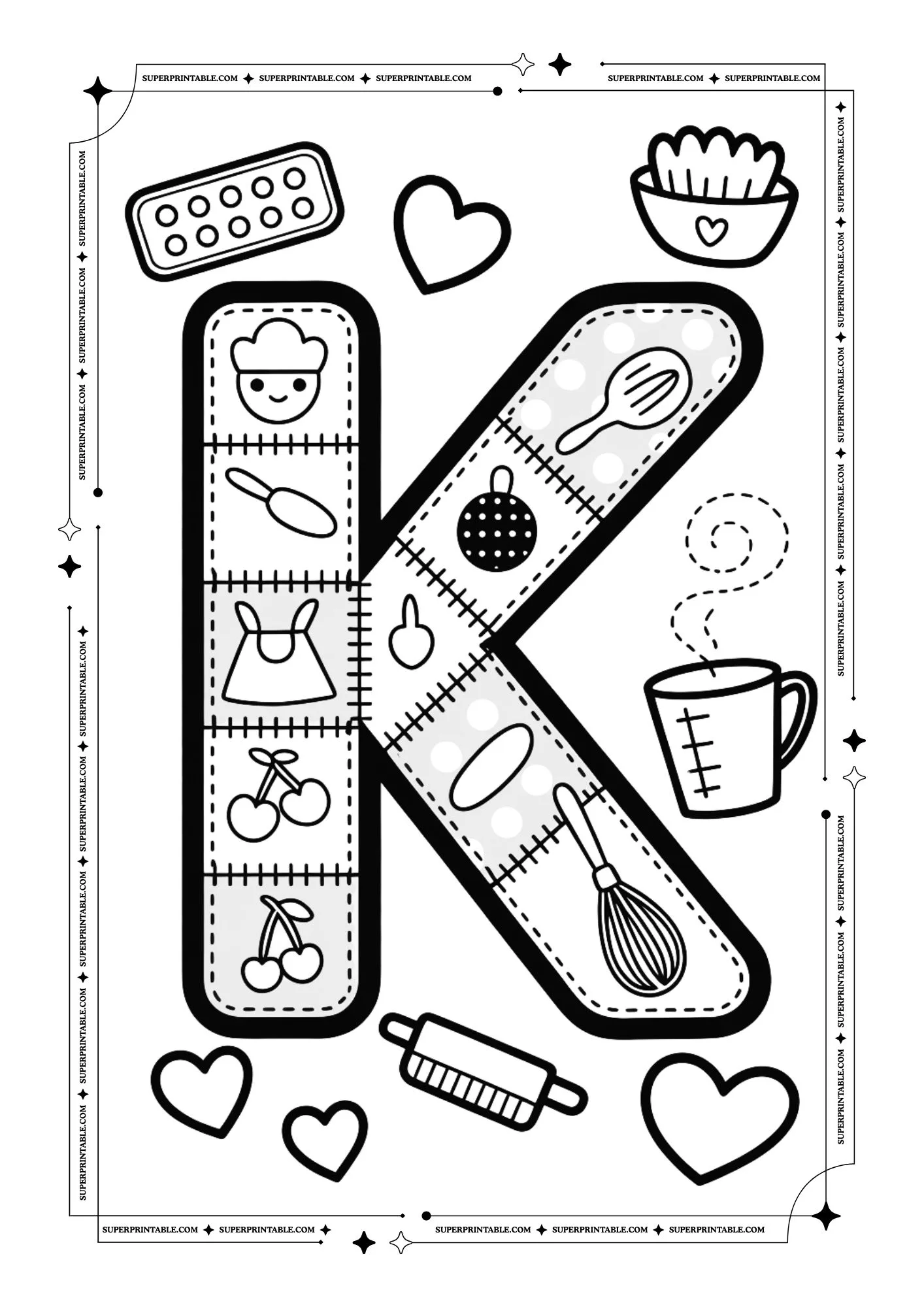 Mom’s Kitchen Patchwork Alphabet Coloring Pages 11