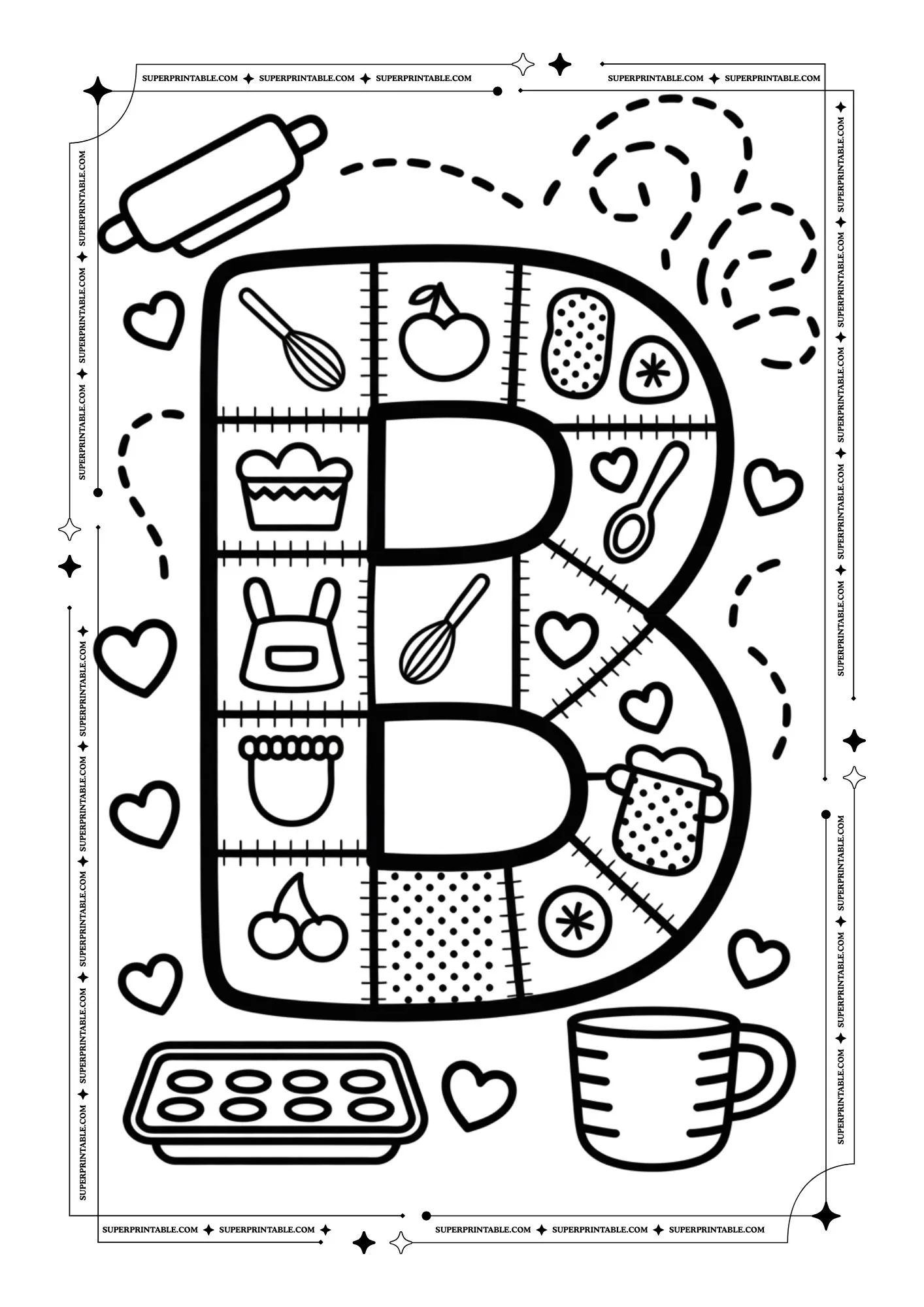 Mom’s Kitchen Patchwork Alphabet Coloring Pages 2