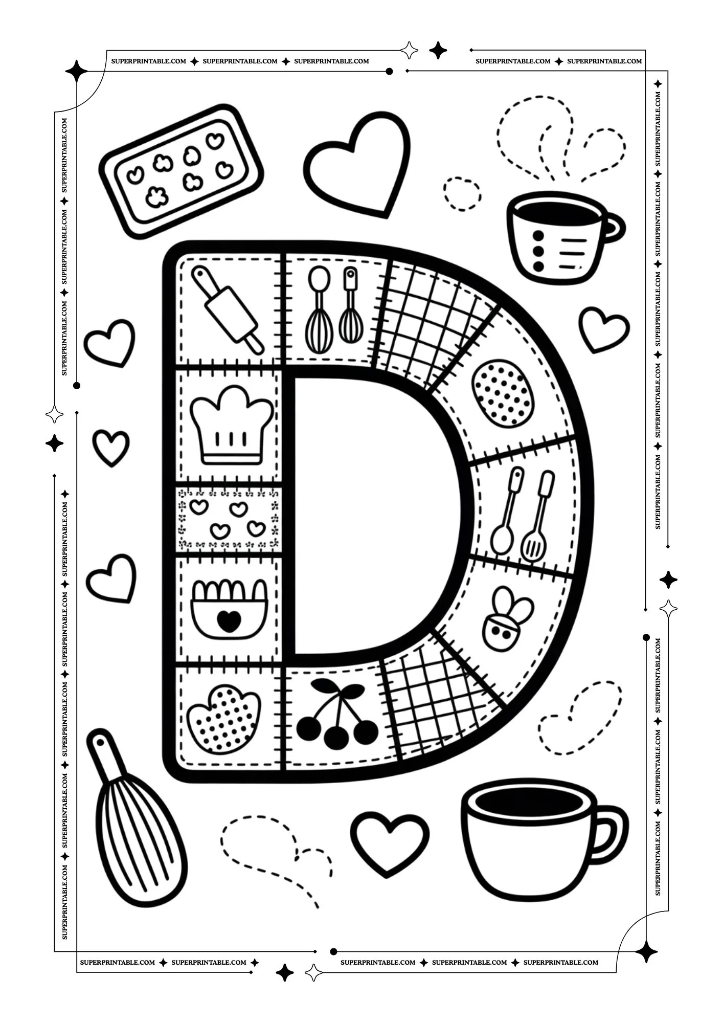 Mom’s Kitchen Patchwork Alphabet Coloring Pages 4