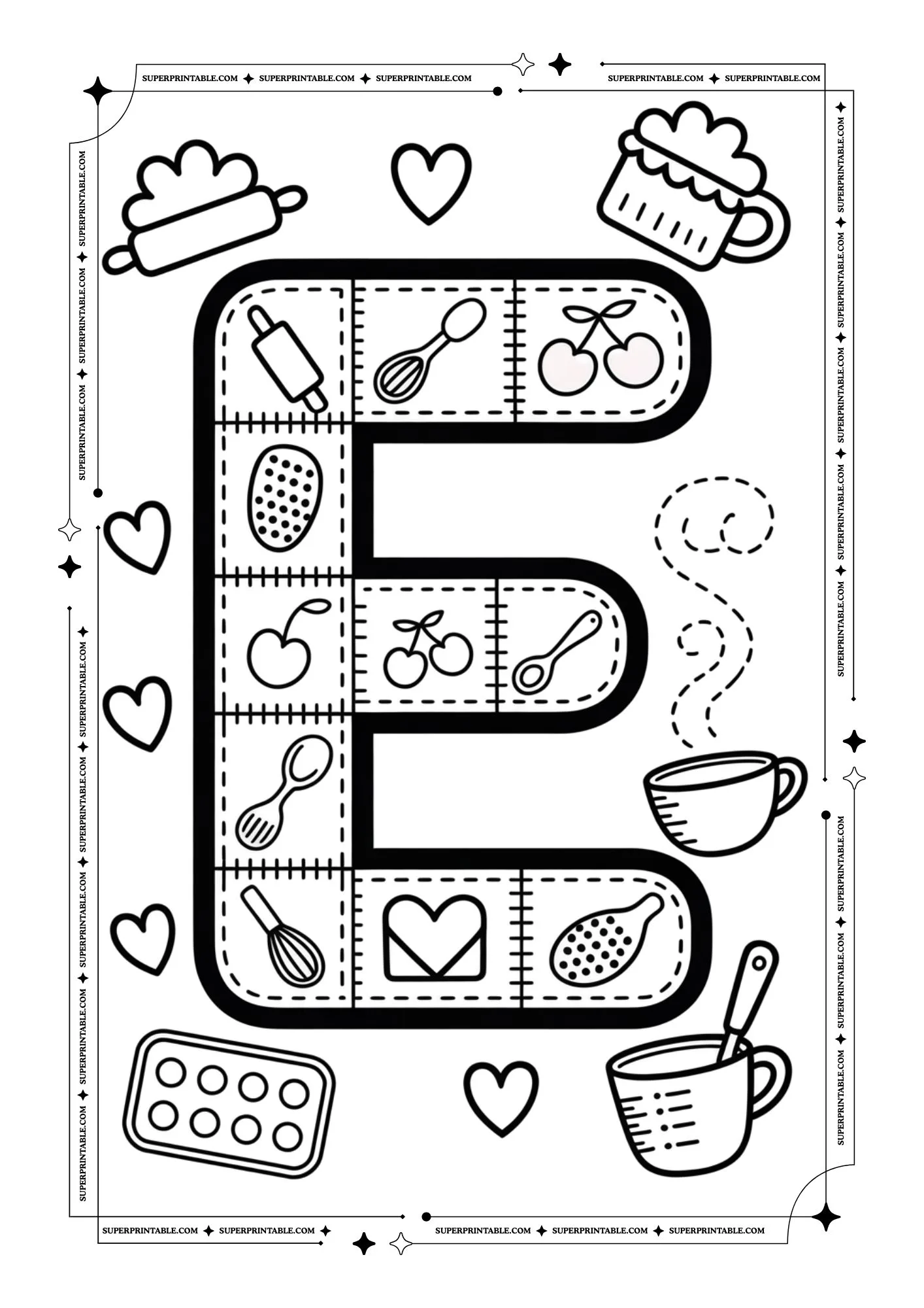 Mom’s Kitchen Patchwork Alphabet Coloring Pages 5