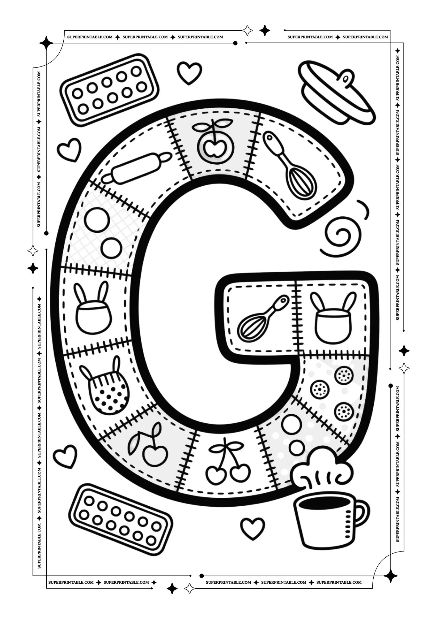 Mom’s Kitchen Patchwork Alphabet Coloring Pages 7