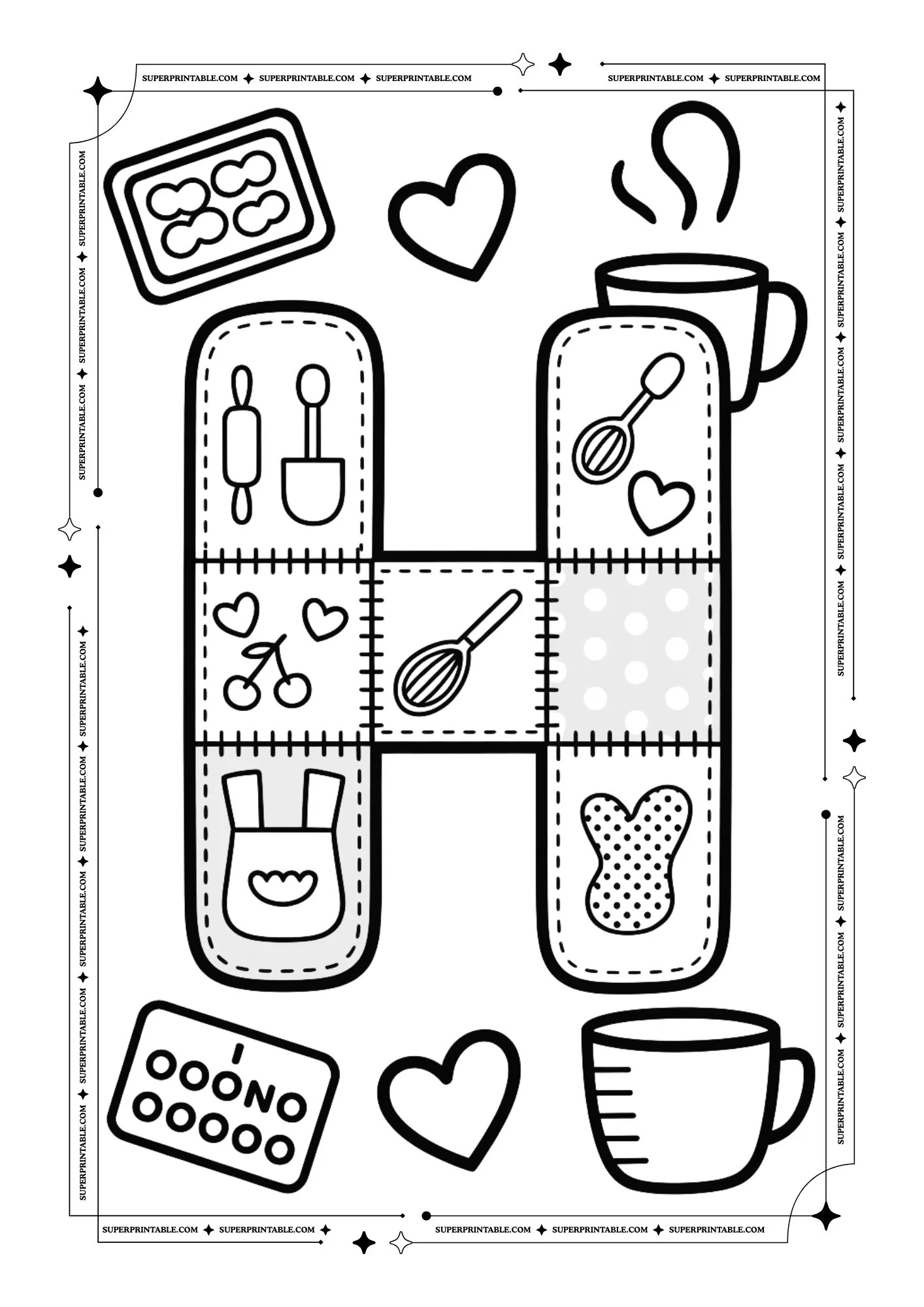 Mom’s Kitchen Patchwork Alphabet Coloring Pages 8