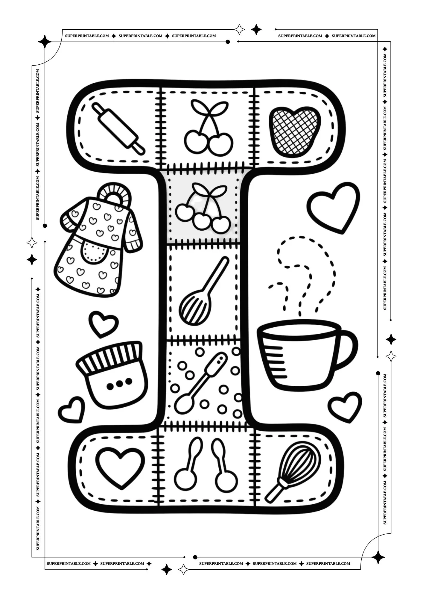 Mom’s Kitchen Patchwork Alphabet Coloring Pages 9