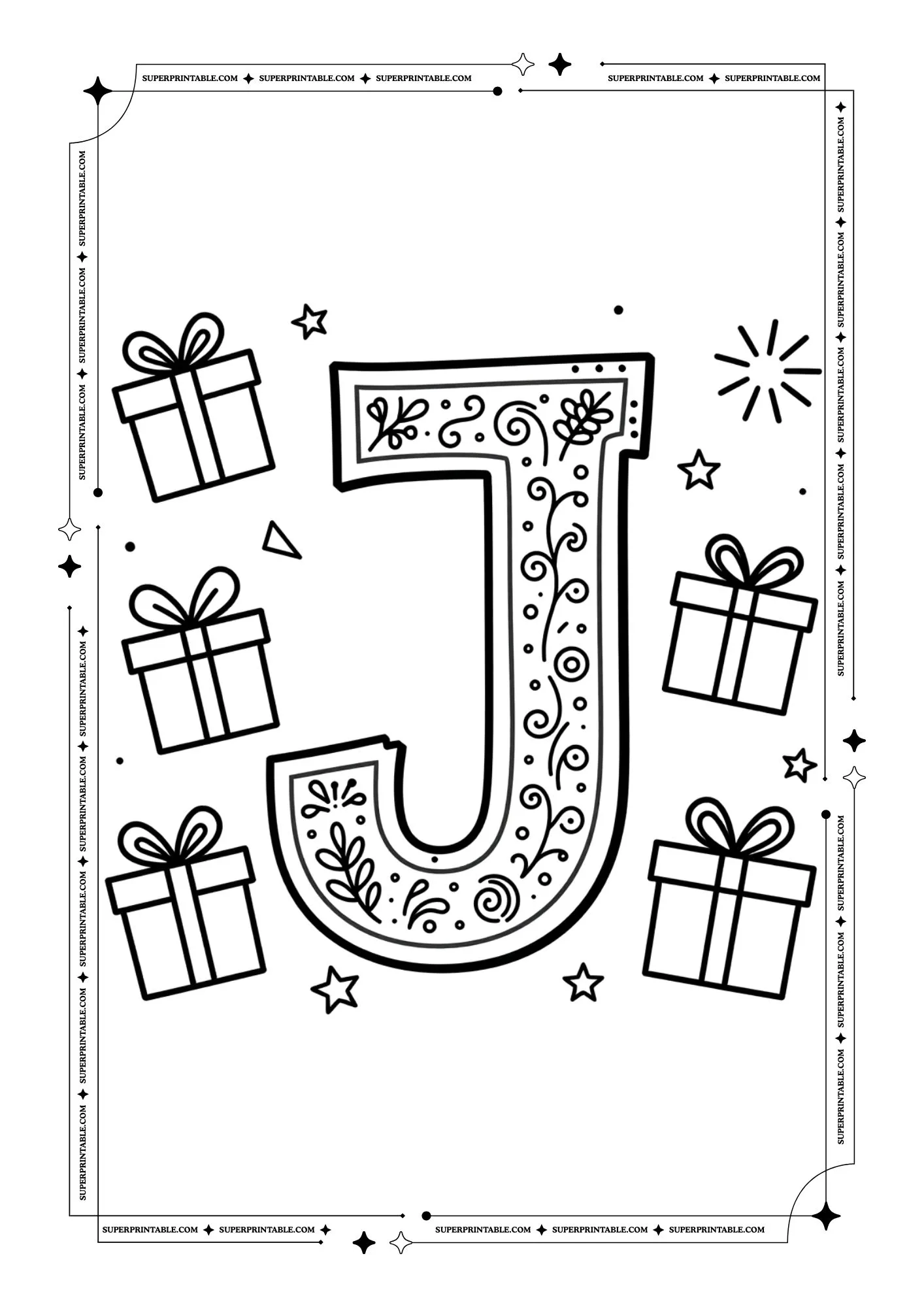 New Year Alphabets Coloring Pages 10