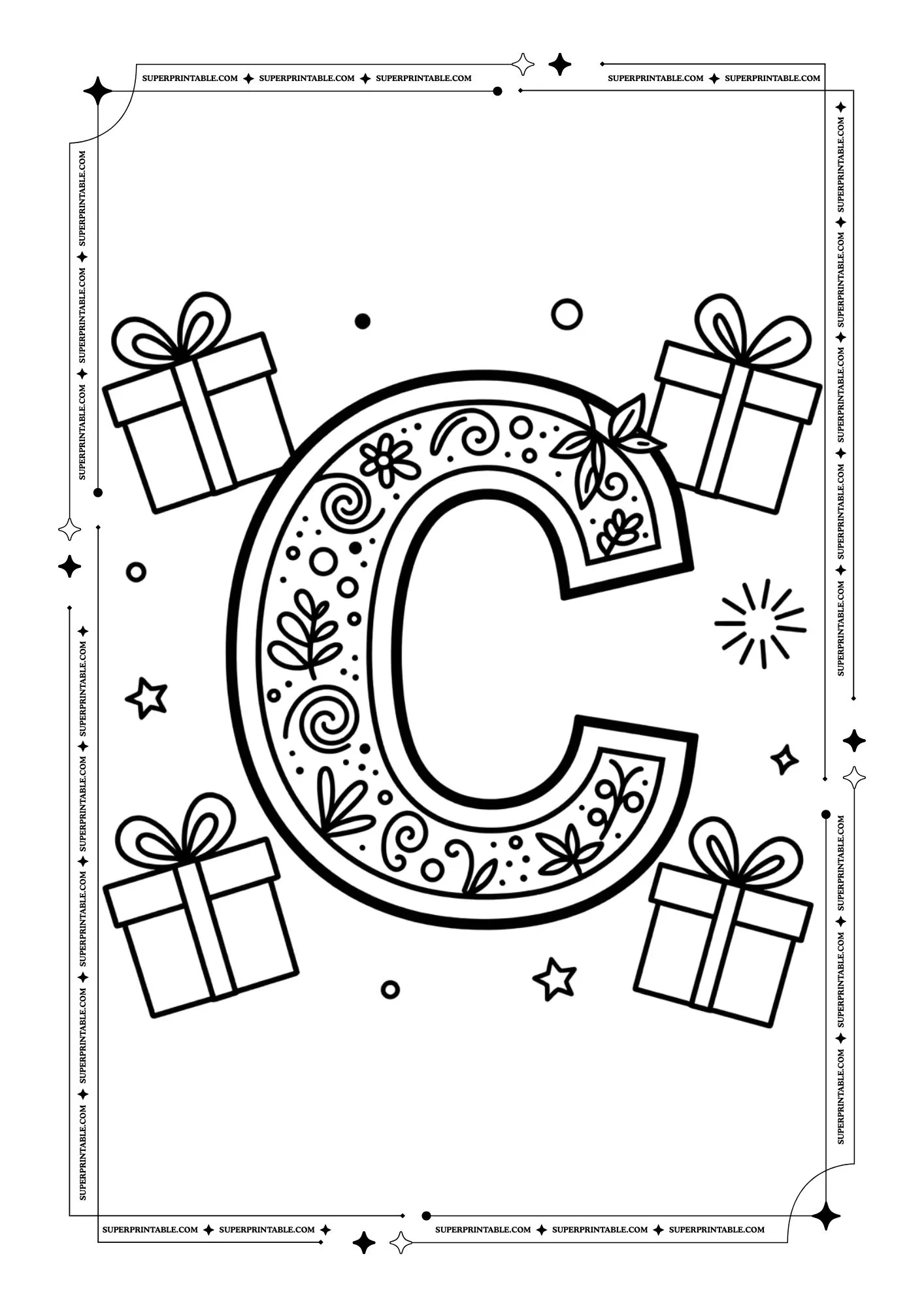 New Year Alphabets Coloring Pages 3