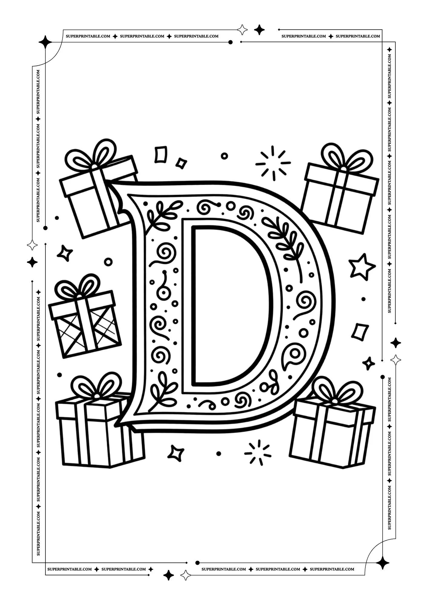 New Year Alphabets Coloring Pages 4