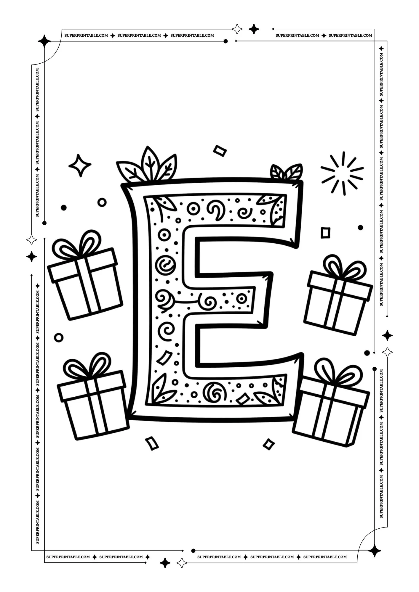 New Year Alphabets Coloring Pages 5