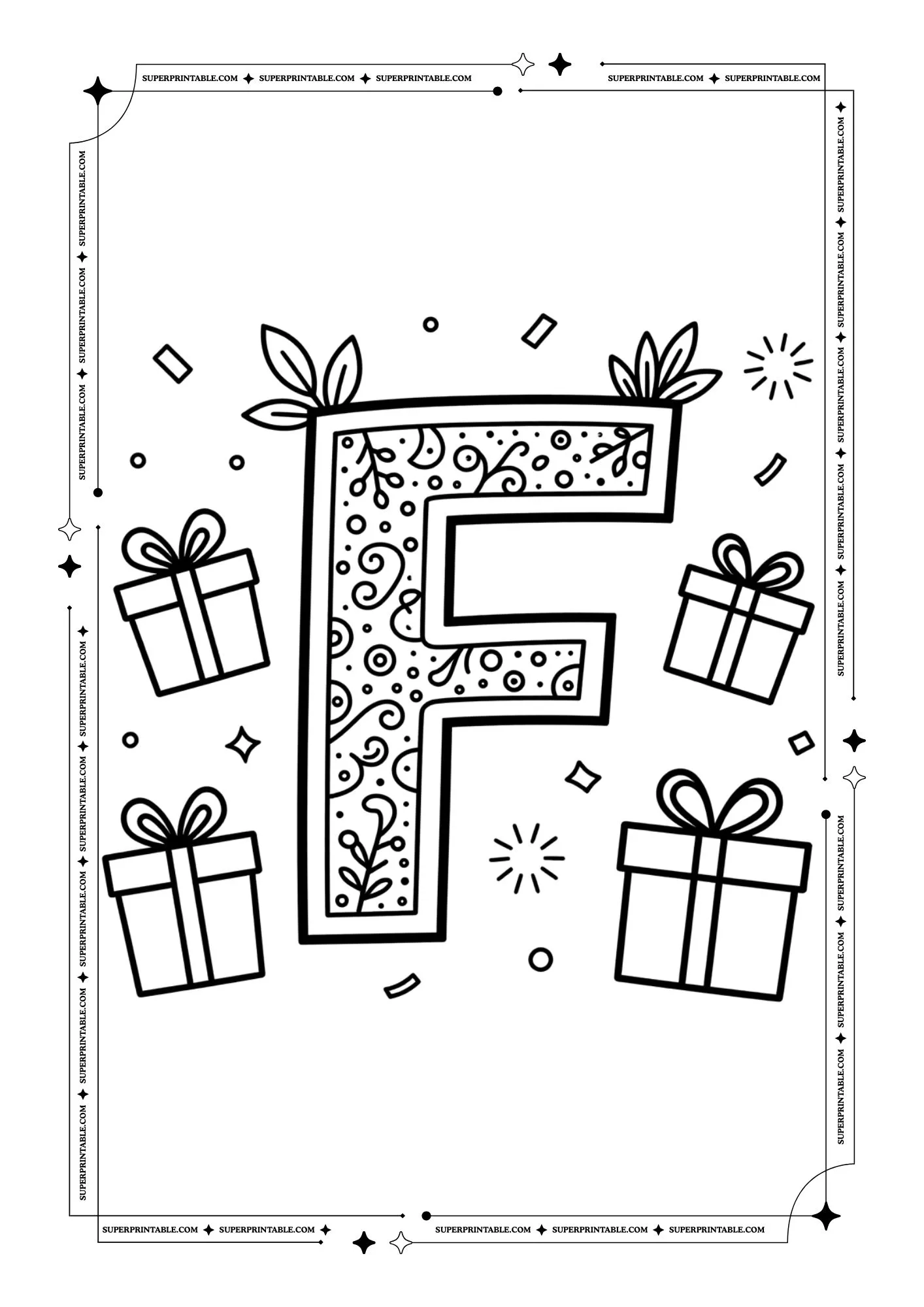 New Year Alphabets Coloring Pages 6