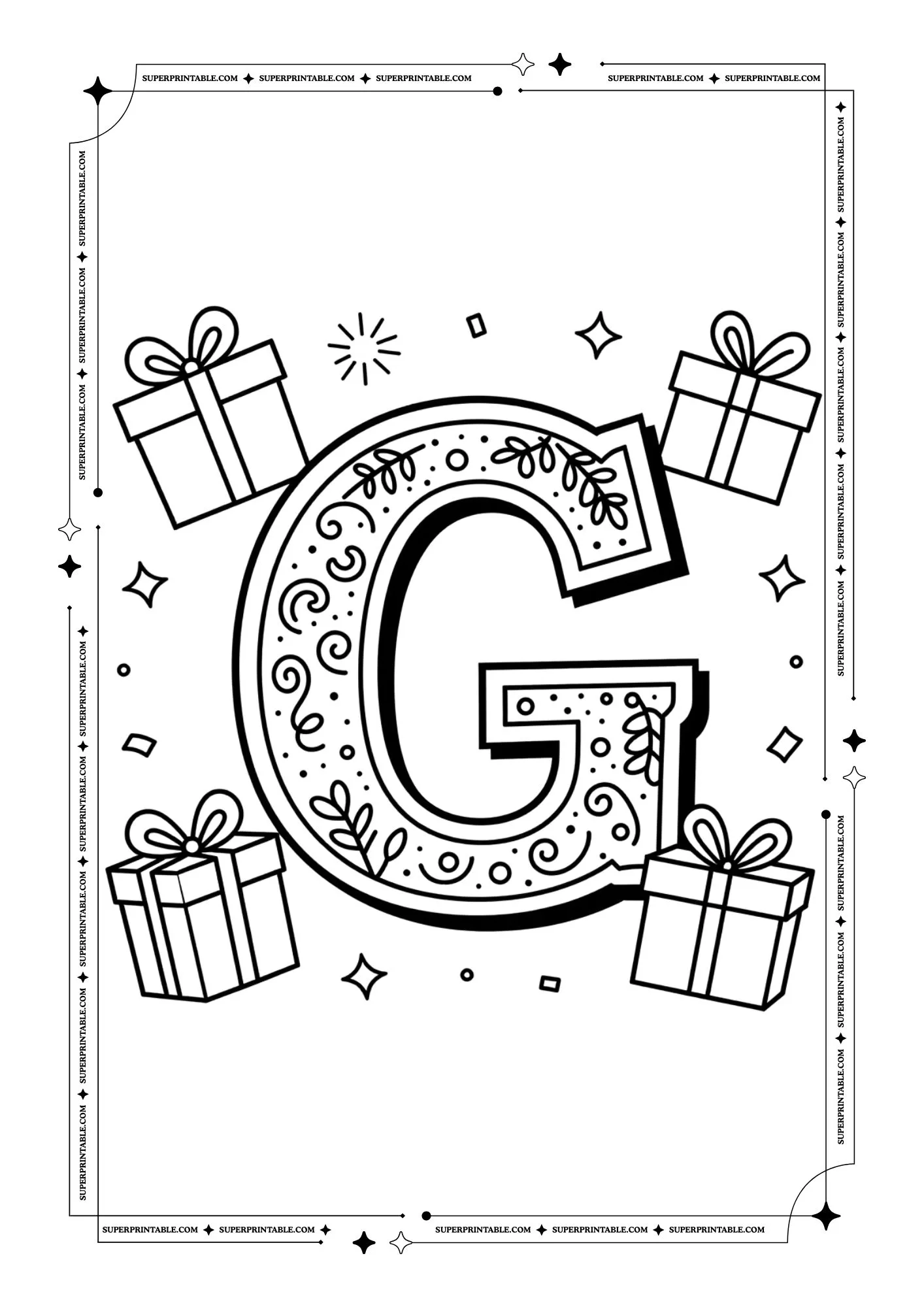 New Year Alphabets Coloring Pages 7