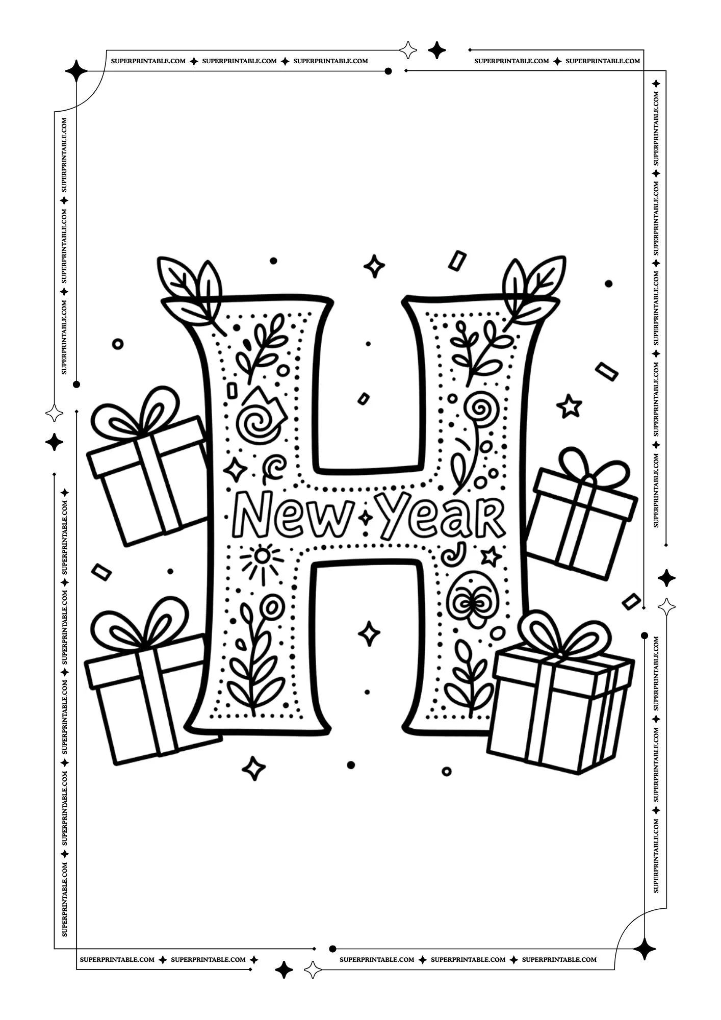 New Year Alphabets Coloring Pages 8