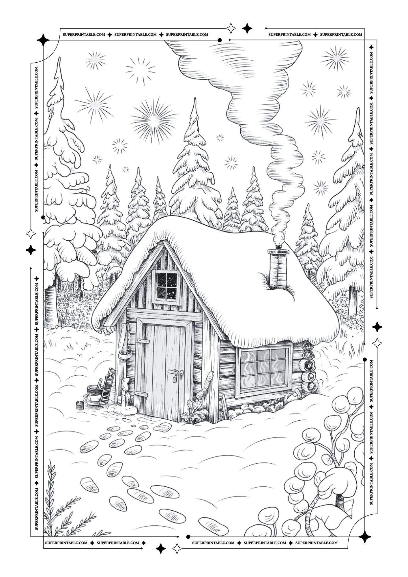 New Year From The Cabin in The Wood Coloring Sheets 10