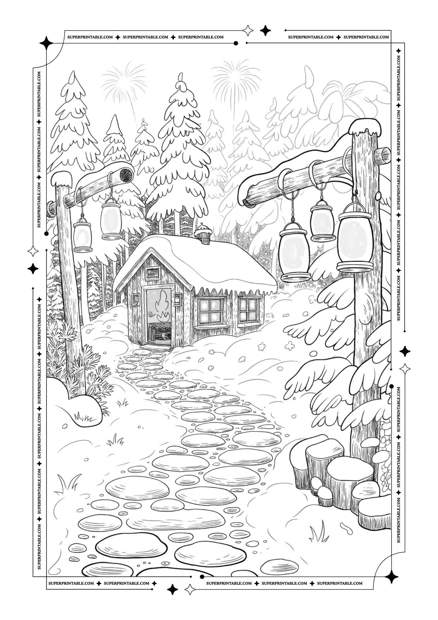 New Year From The Cabin in The Wood Coloring Sheets 11