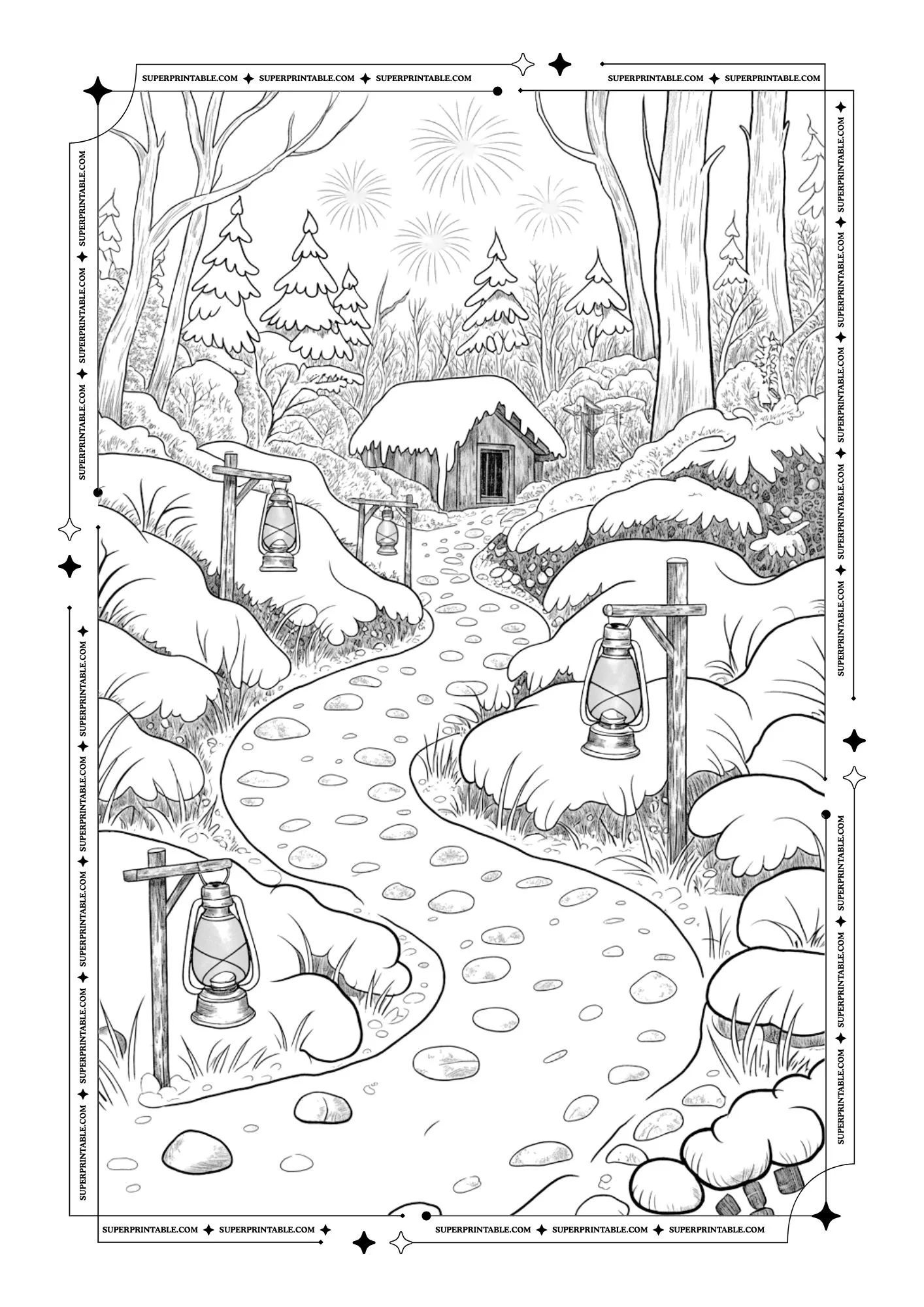 New Year From The Cabin in The Wood Coloring Sheets 12