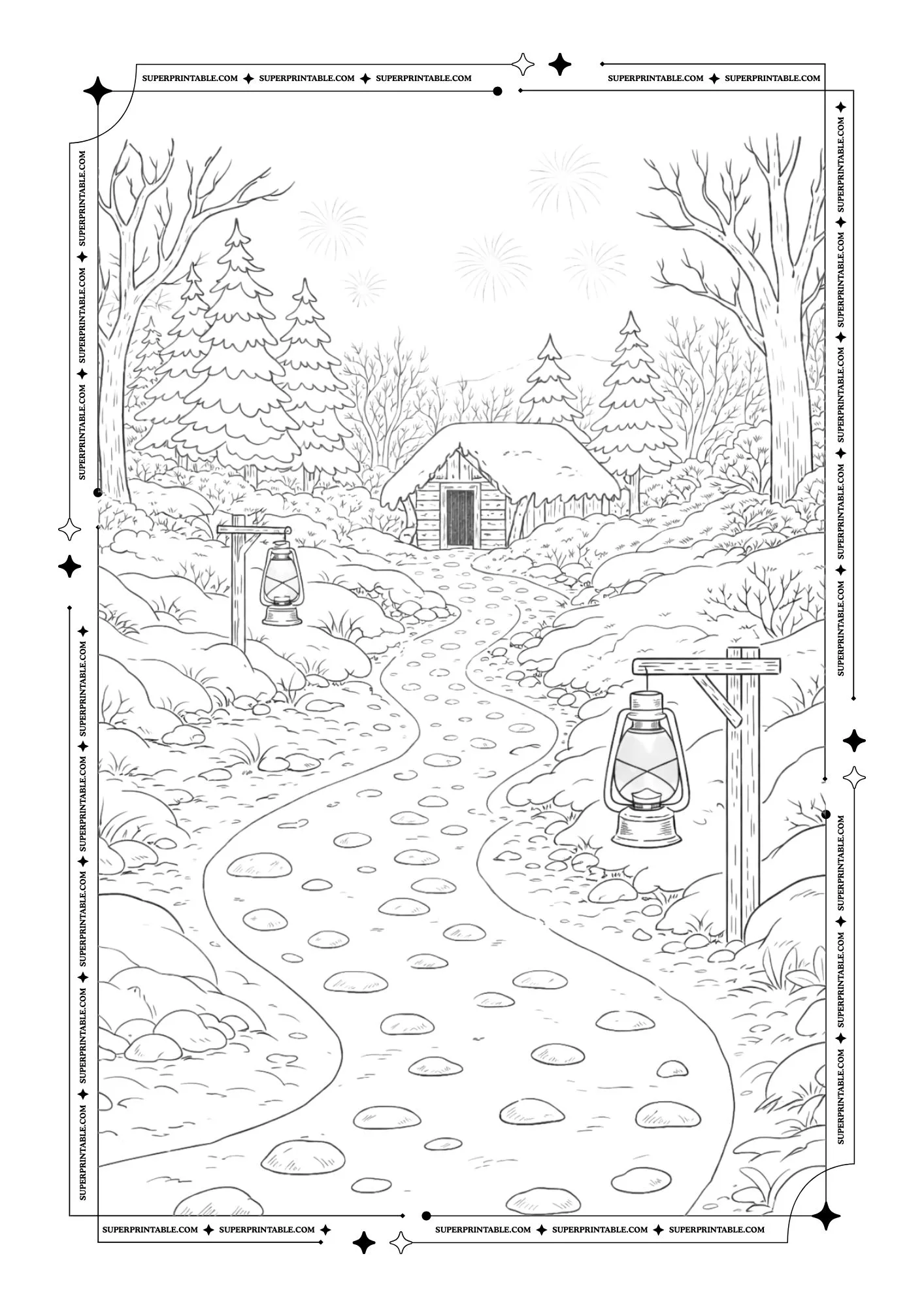 New Year From The Cabin in The Wood Coloring Sheets 13