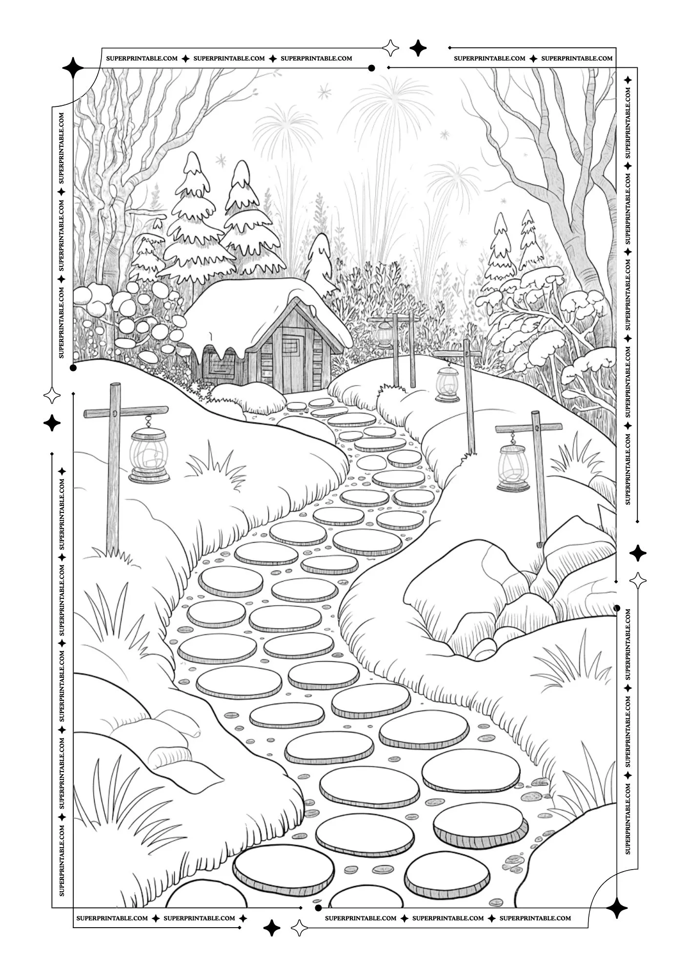 New Year From The Cabin in The Wood Coloring Sheets 14