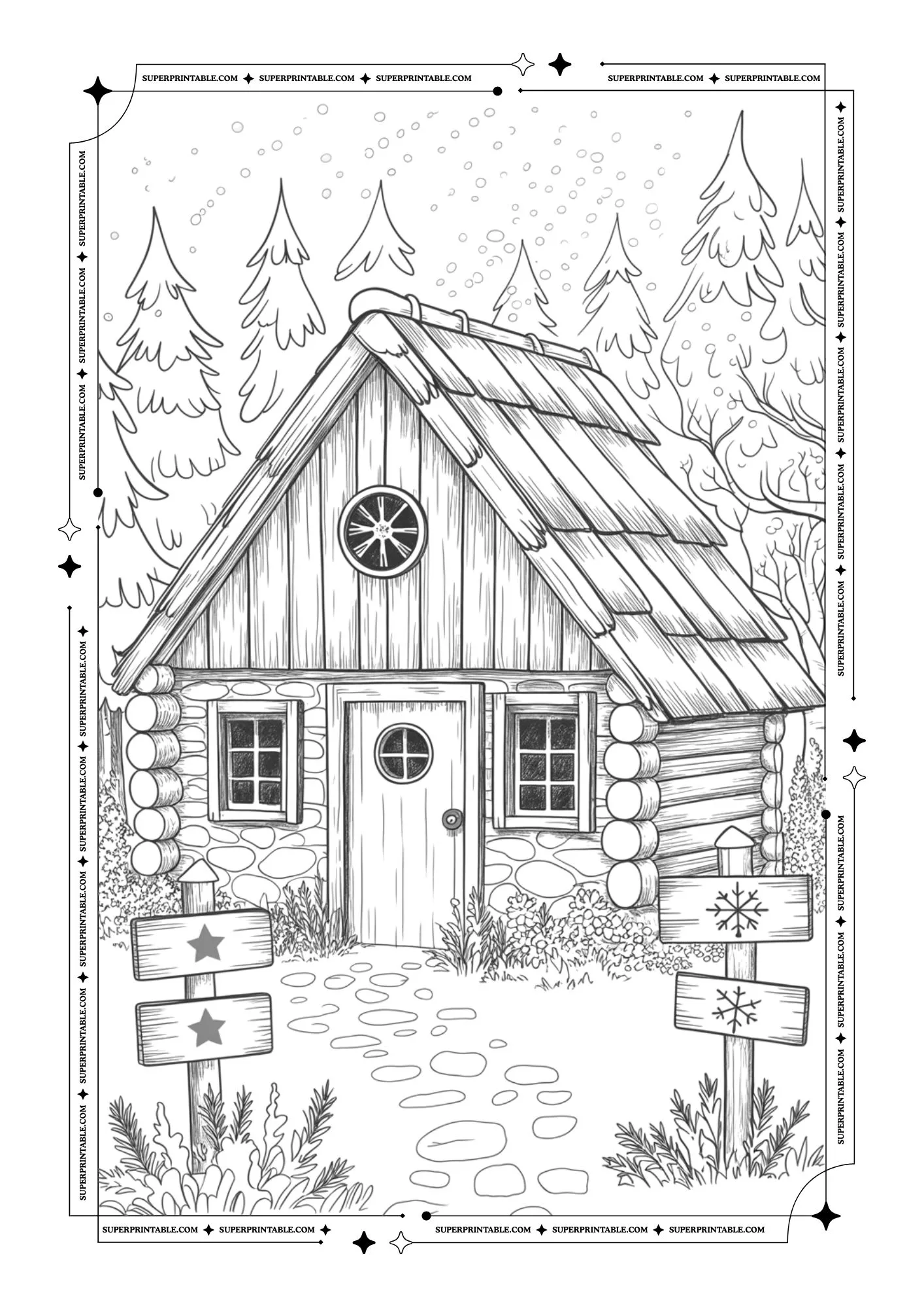 New Year From The Cabin in The Wood Coloring Sheets 2