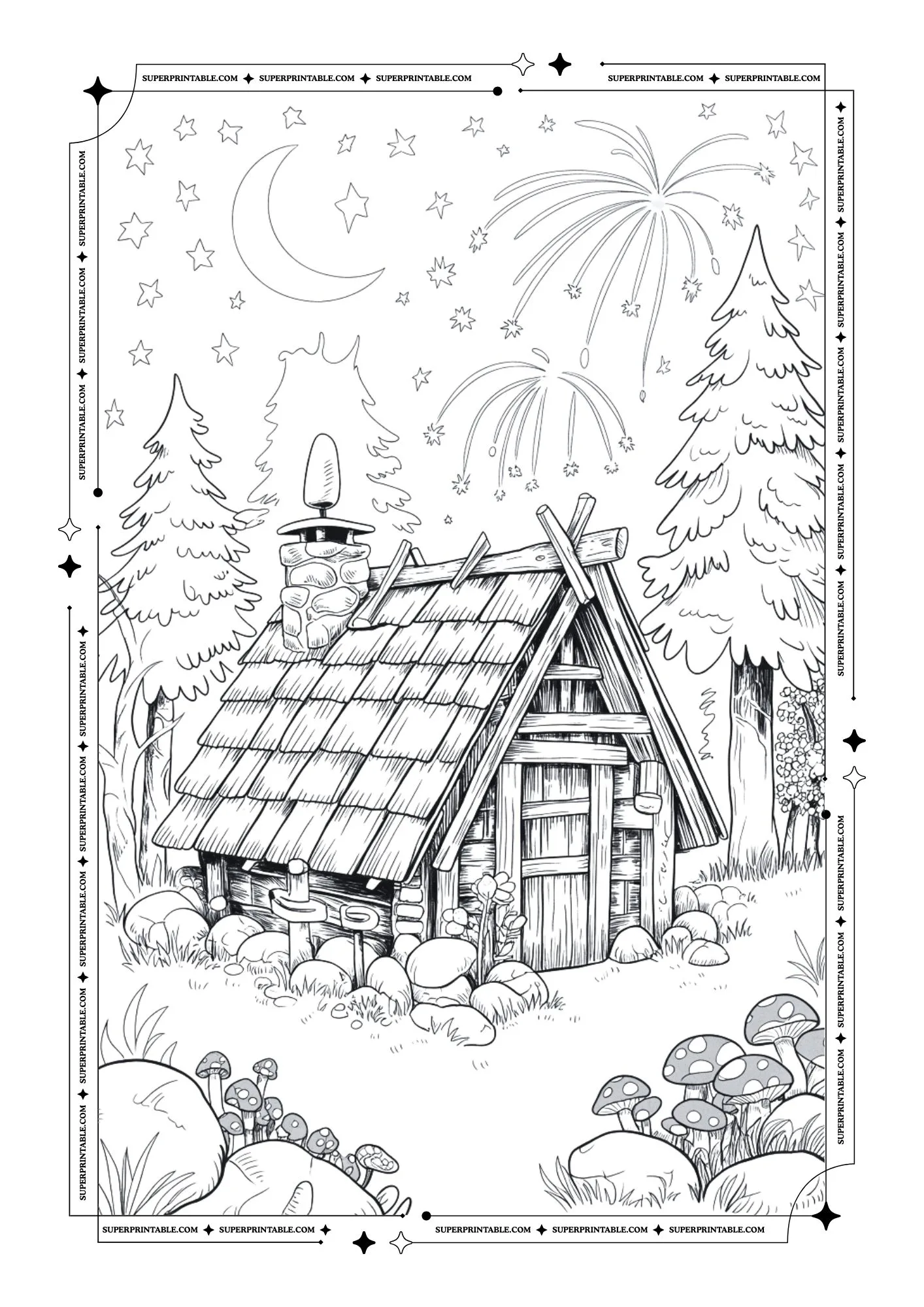 New Year From The Cabin in The Wood Coloring Sheets 7